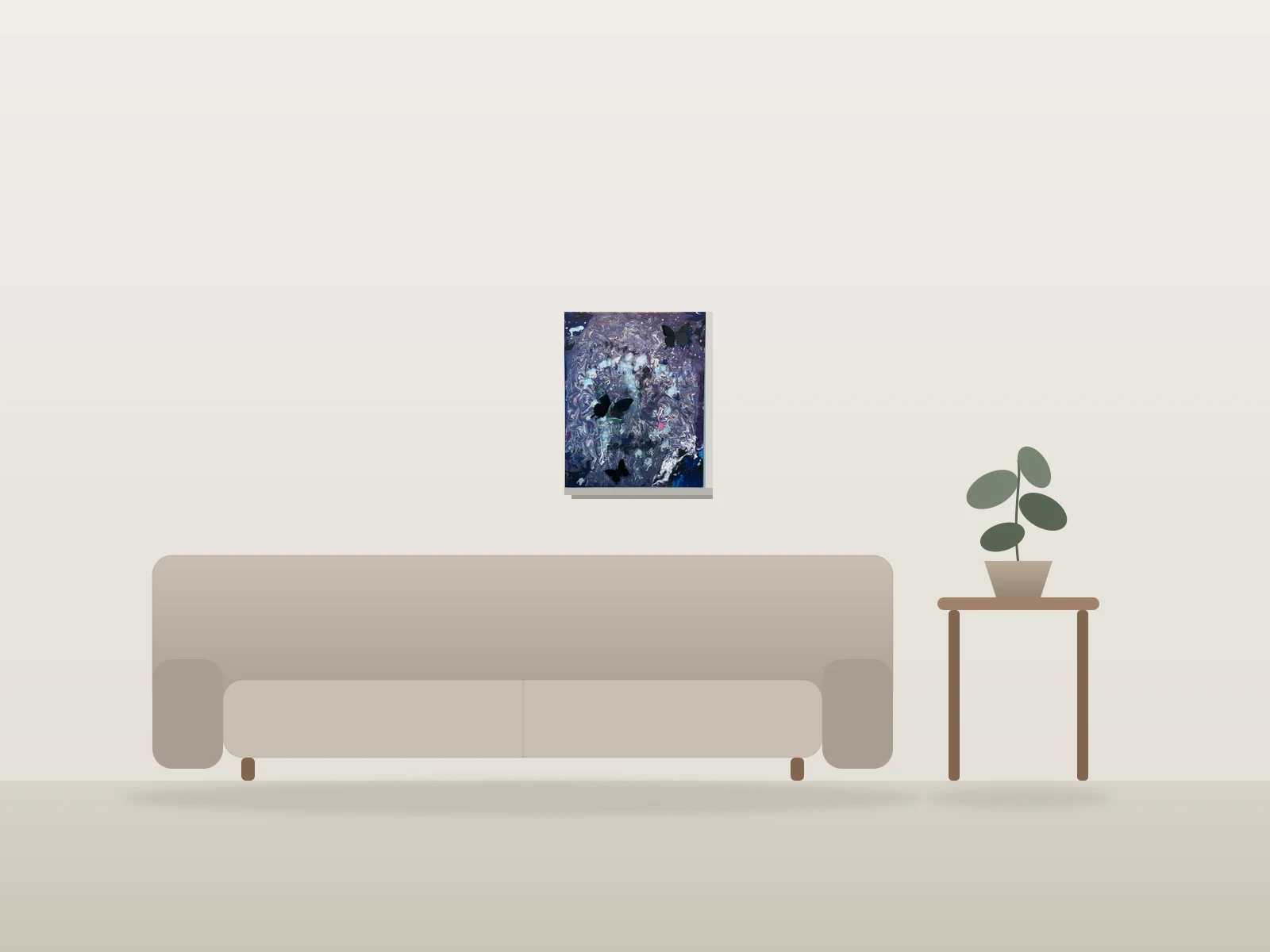 Rêverie by Christine Lantin shown to scale in a room