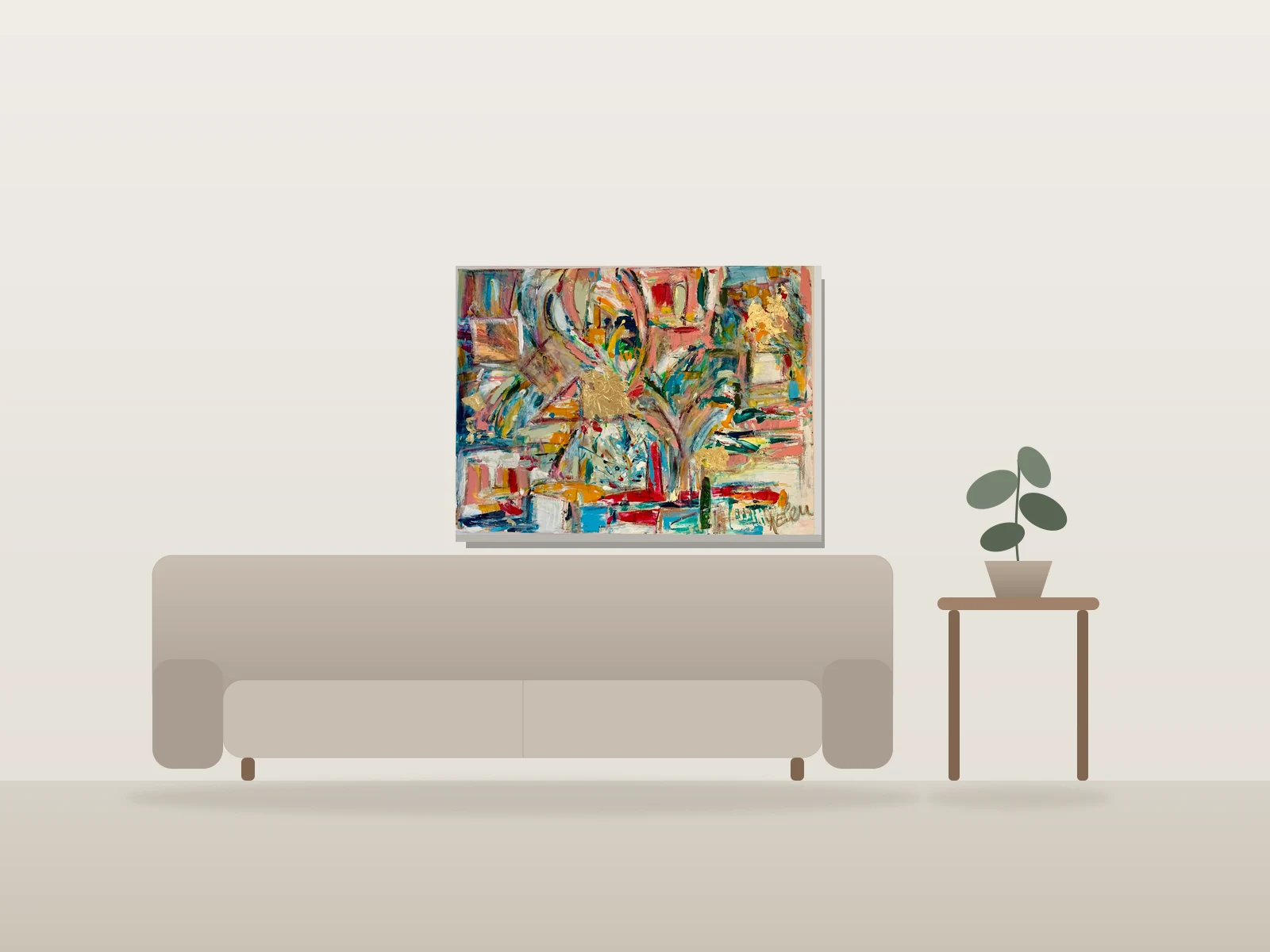 Fourrage by Melen shown to scale in a room