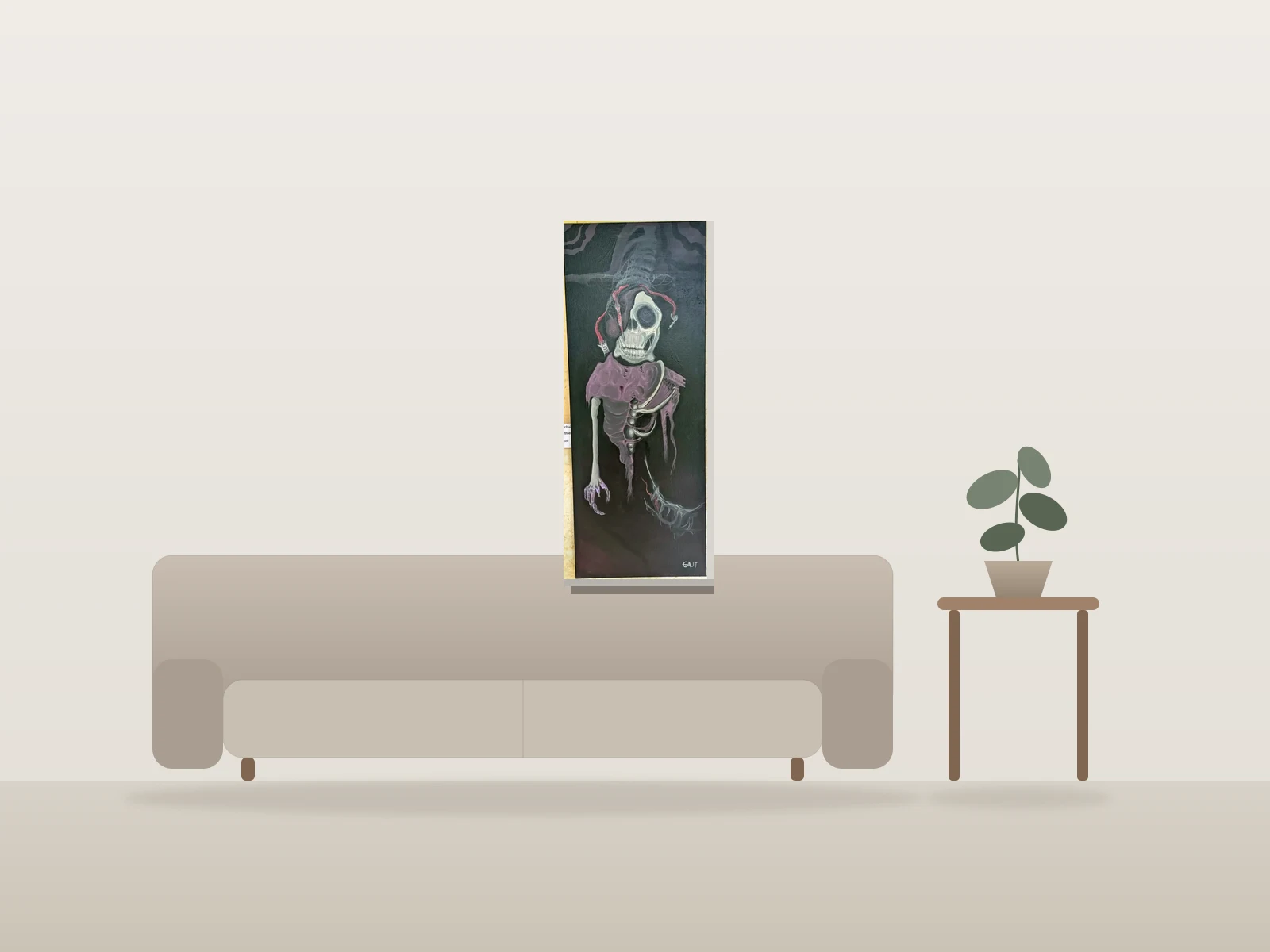 Faiblesse de chair by Gaut shown to scale in a room