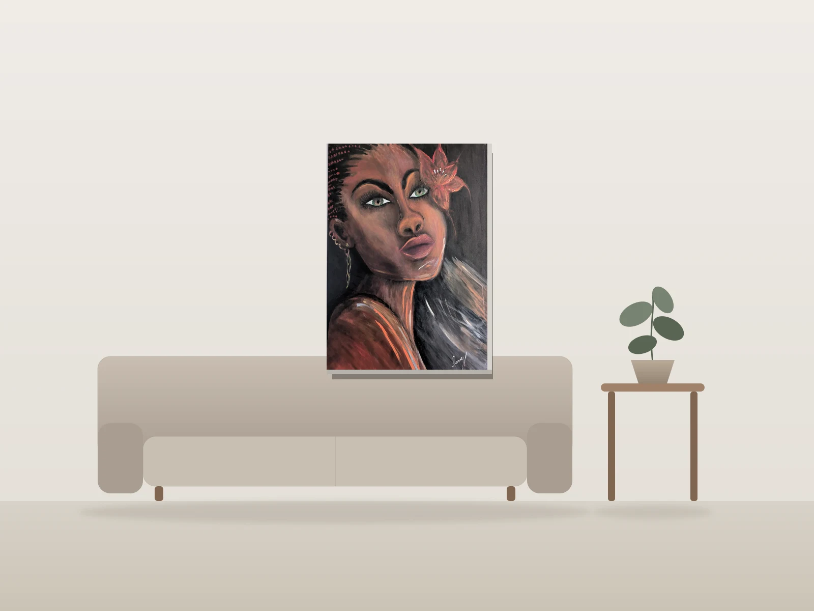 Innocence par Fanny présentée à l'échelle dans une pièce