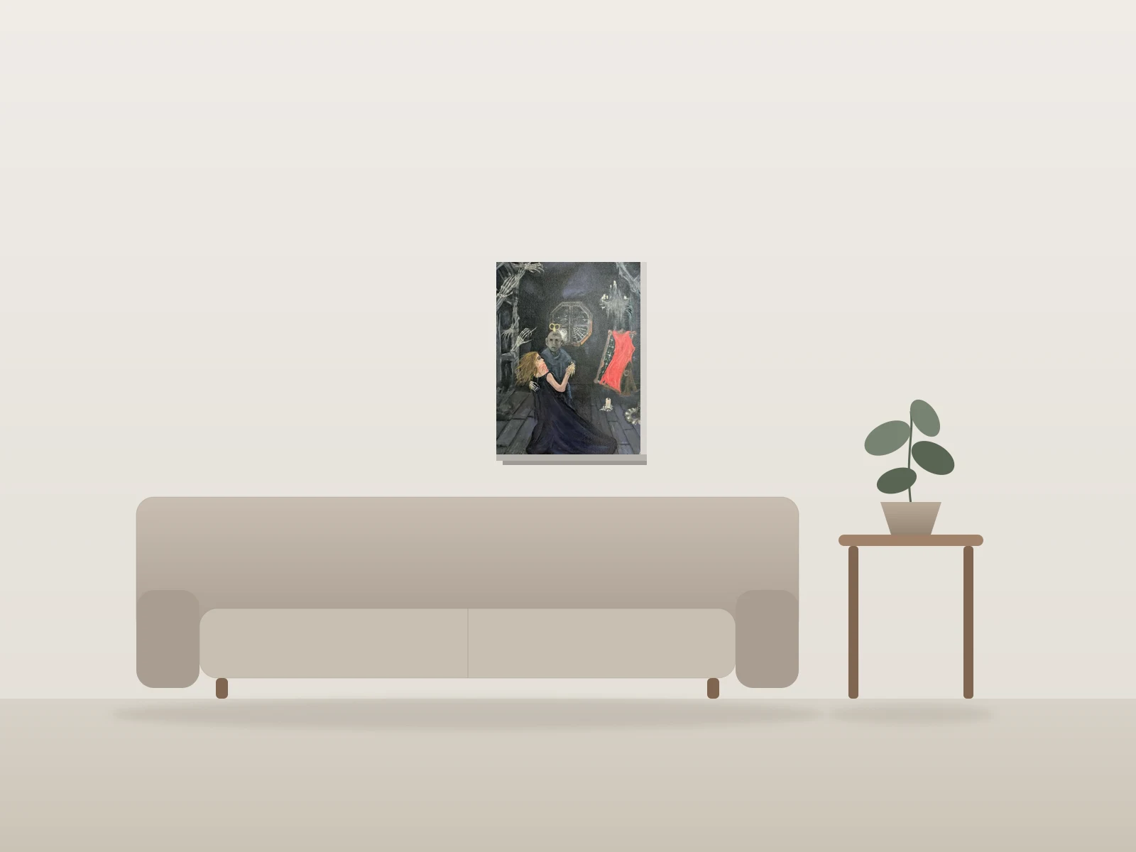 Danse dans la maison au os by Gaut shown to scale in a room