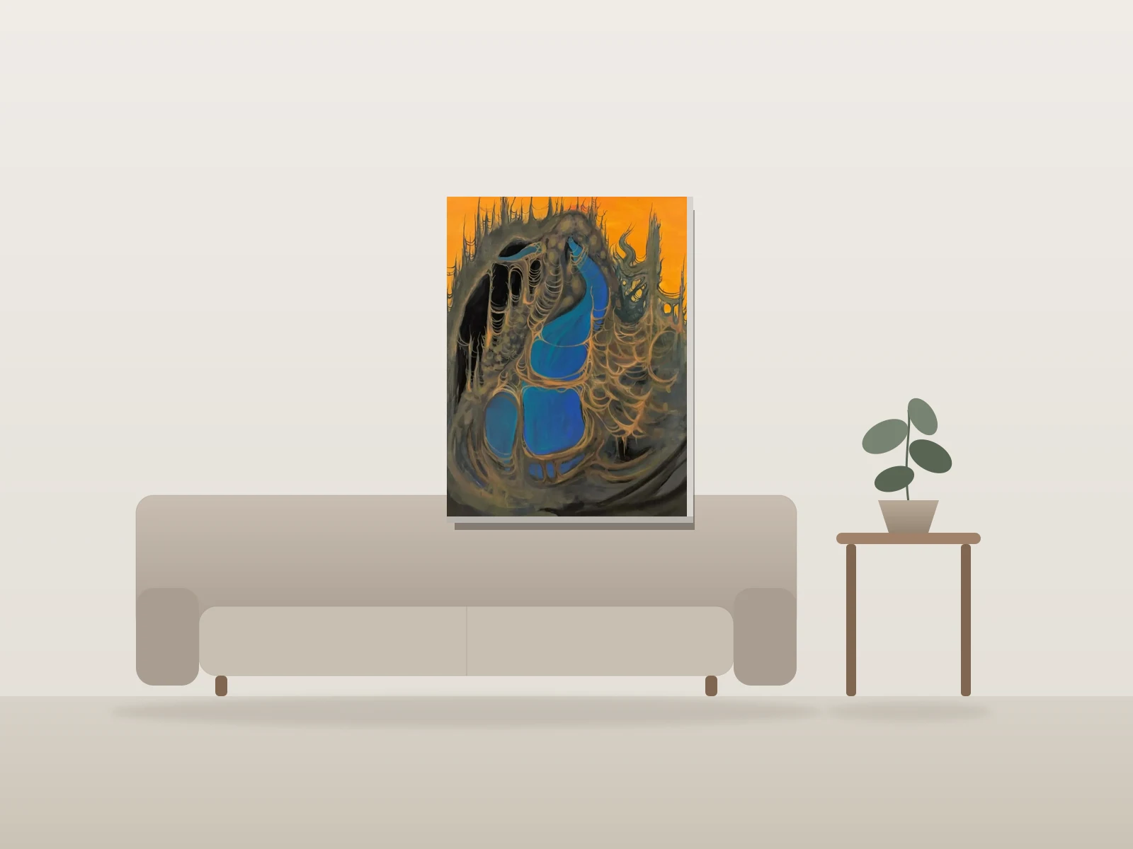 Temps d'idée by Gaut shown to scale in a room
