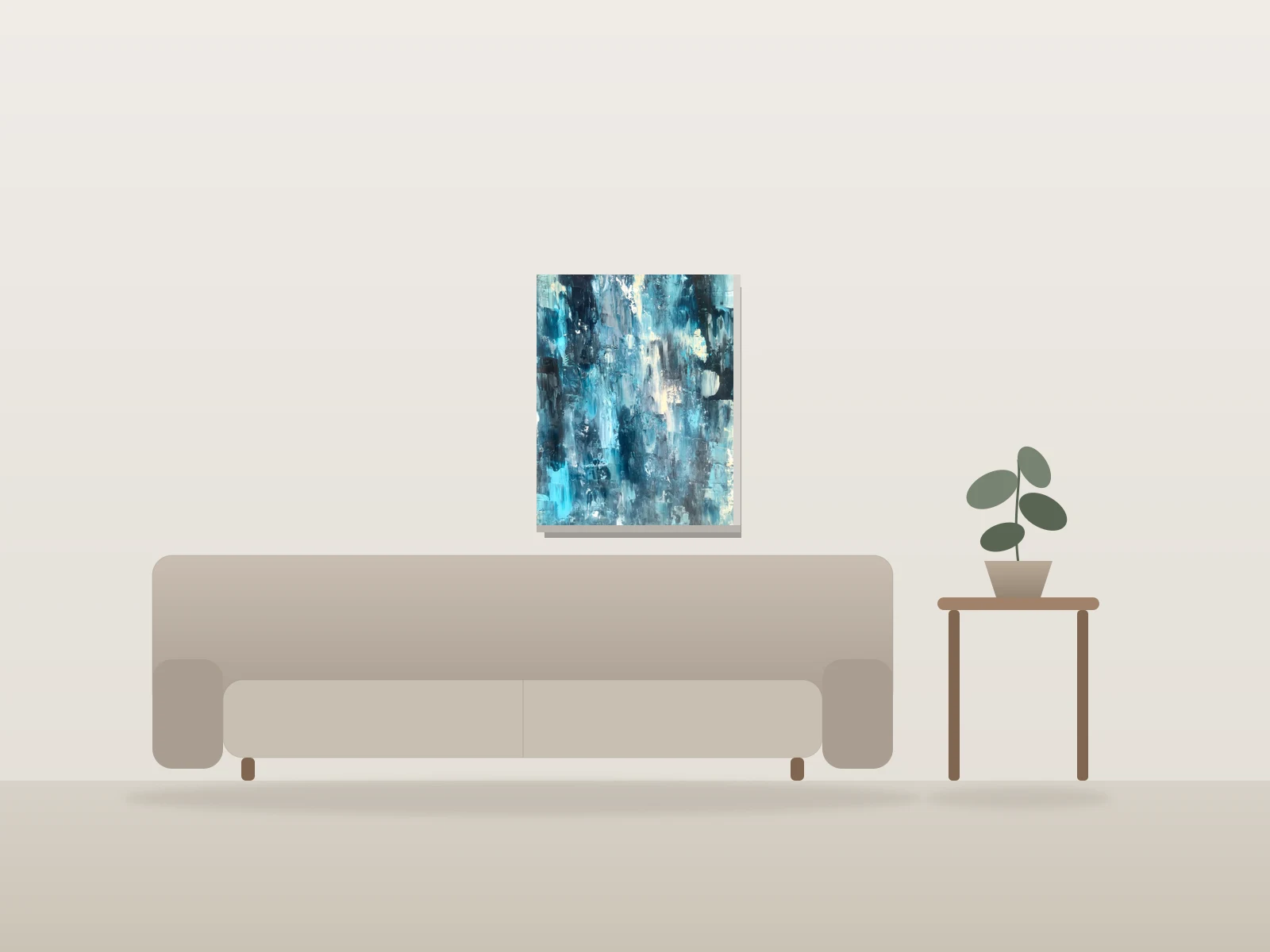 Magie Hivernale by Olivier Salvas Artiste shown to scale in a room