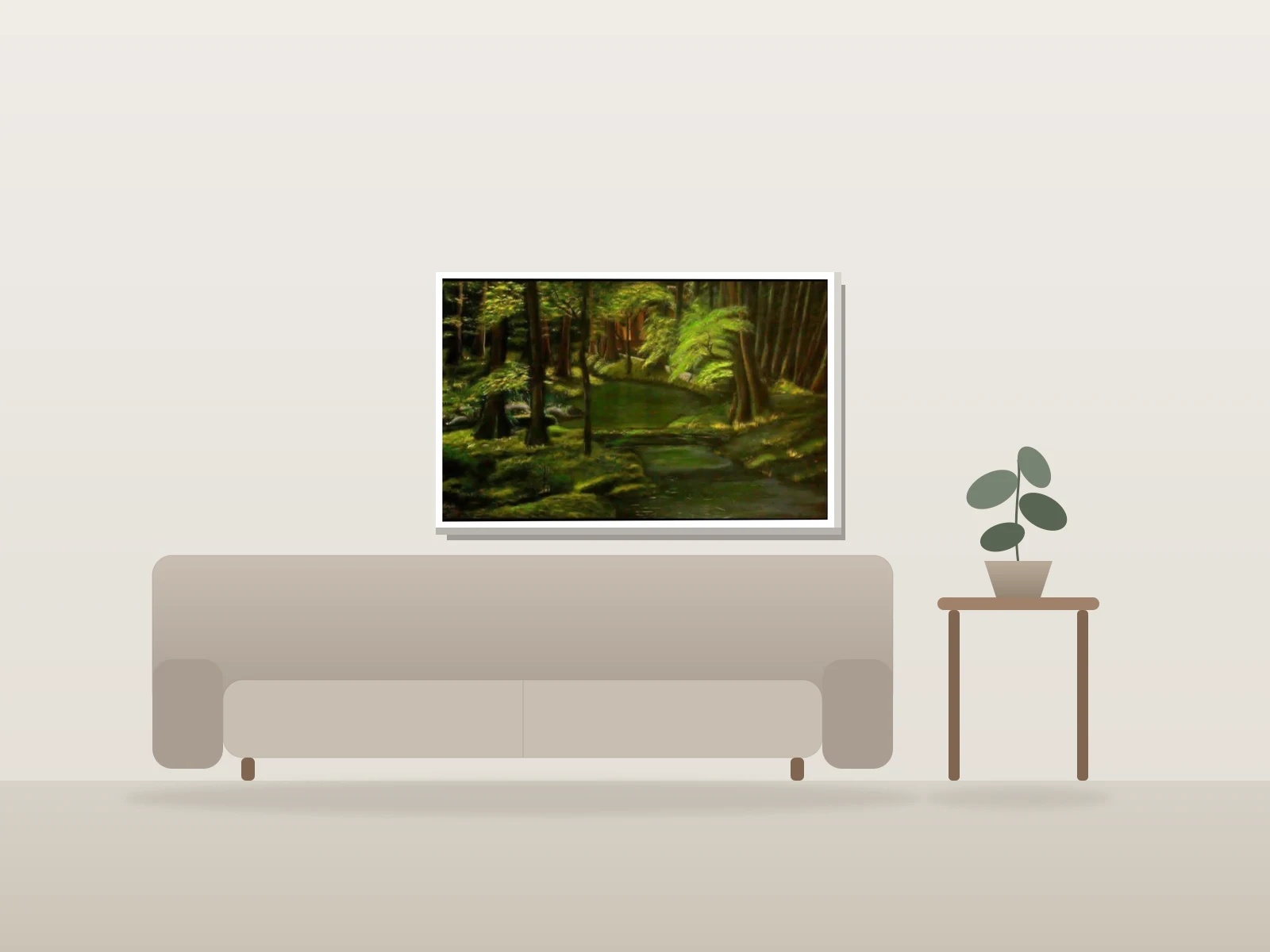 Sérénité by Brigitte Duchesne shown to scale in a room