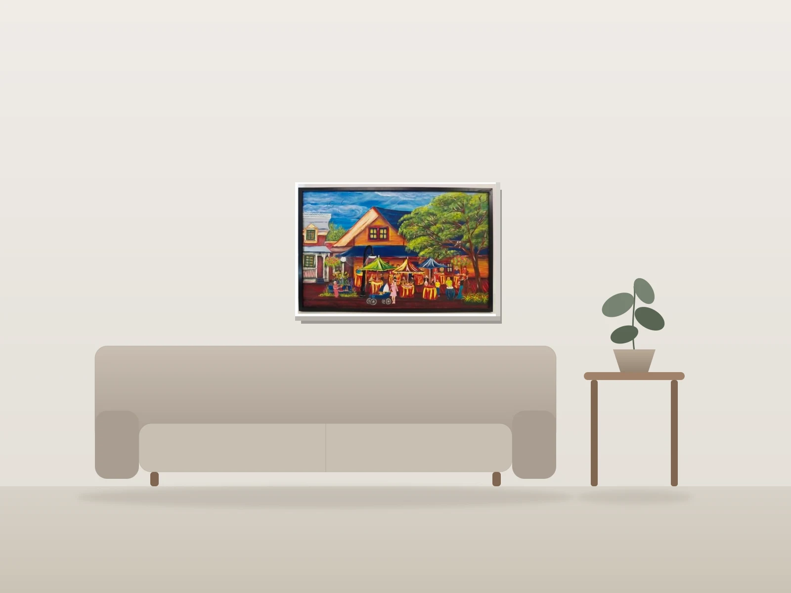 Journée terrasse à Mont-tremblant by Brigitte Duchesne shown to scale in a room