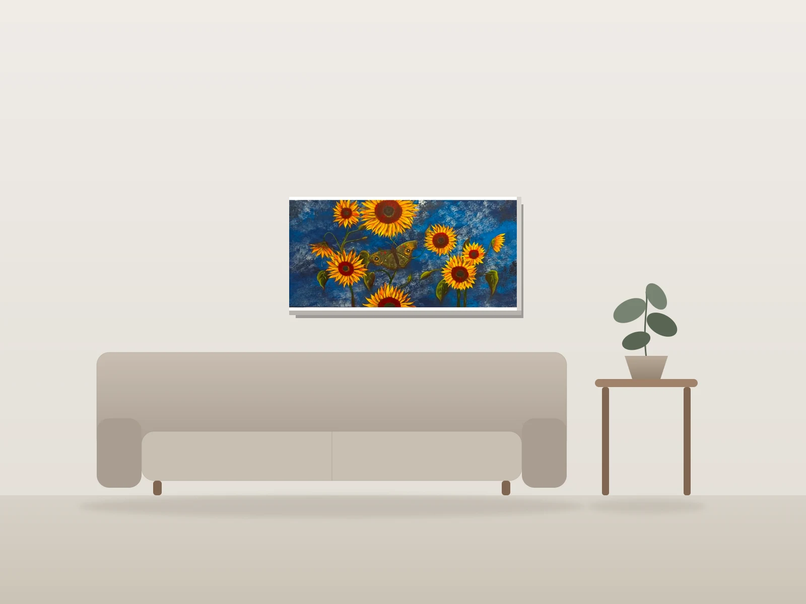 Tourne Soleil by Brigitte Duchesne shown to scale in a room