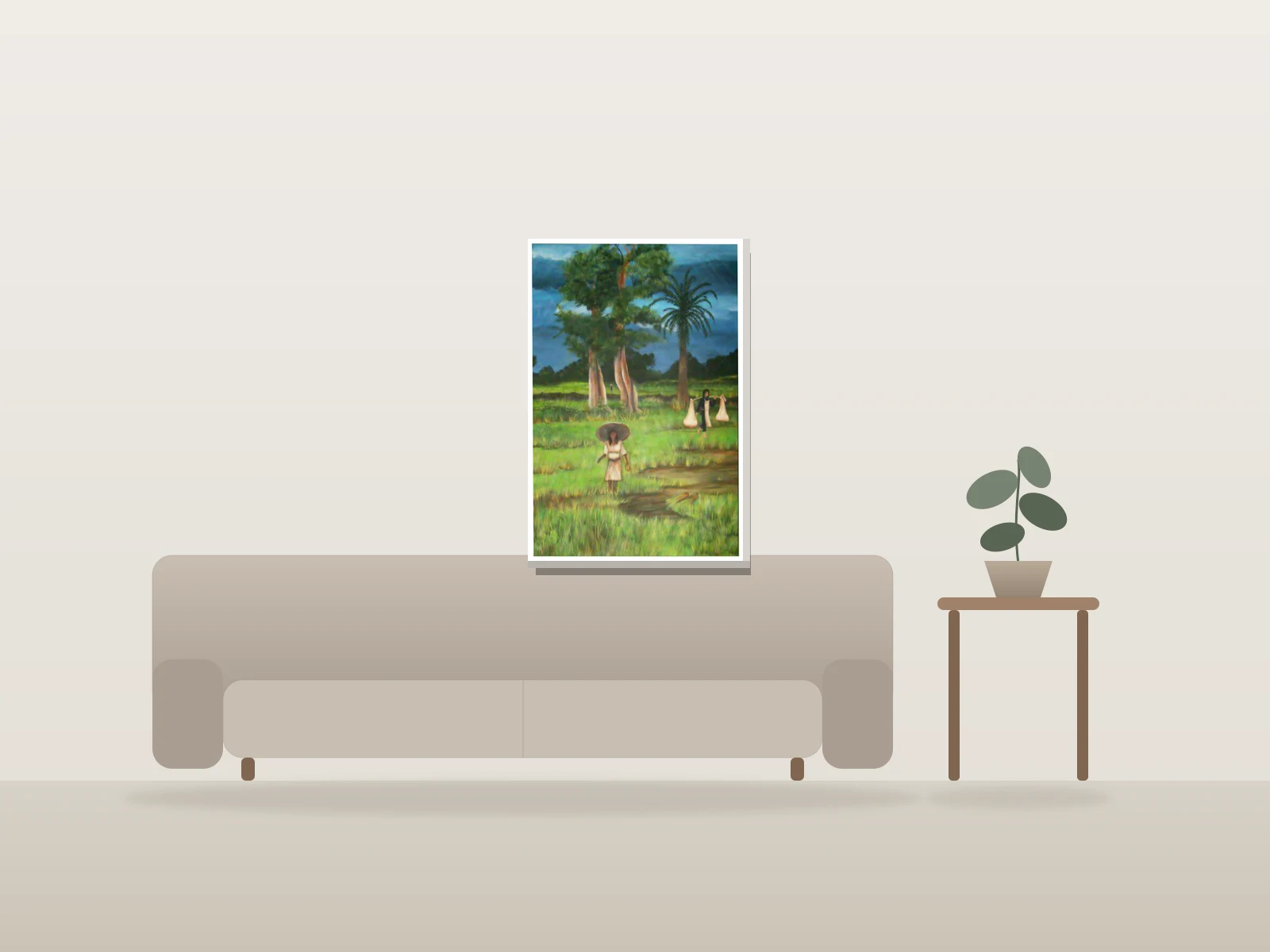 Rizière by Brigitte Duchesne shown to scale in a room