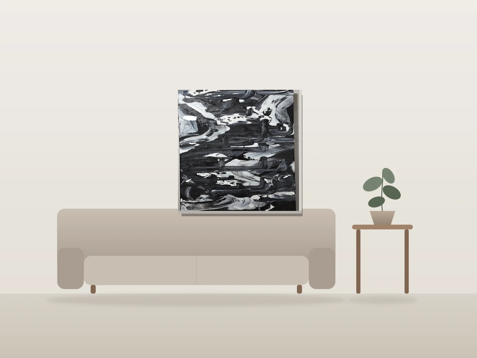 BRAINWASHED SOCIETY by OlilO shown to scale in a room