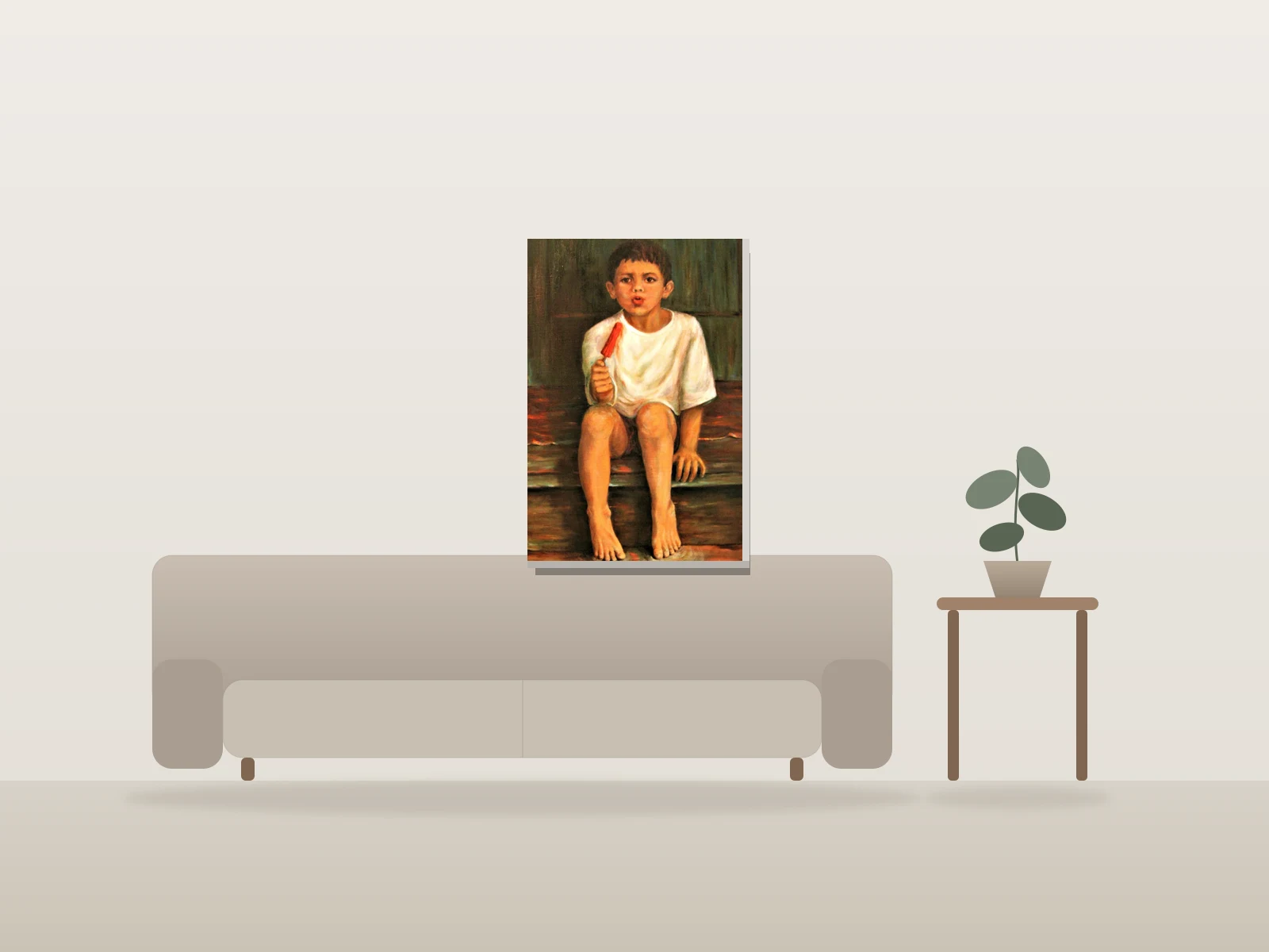 Popsicle (vendu) by Christine Gagnon shown to scale in a room