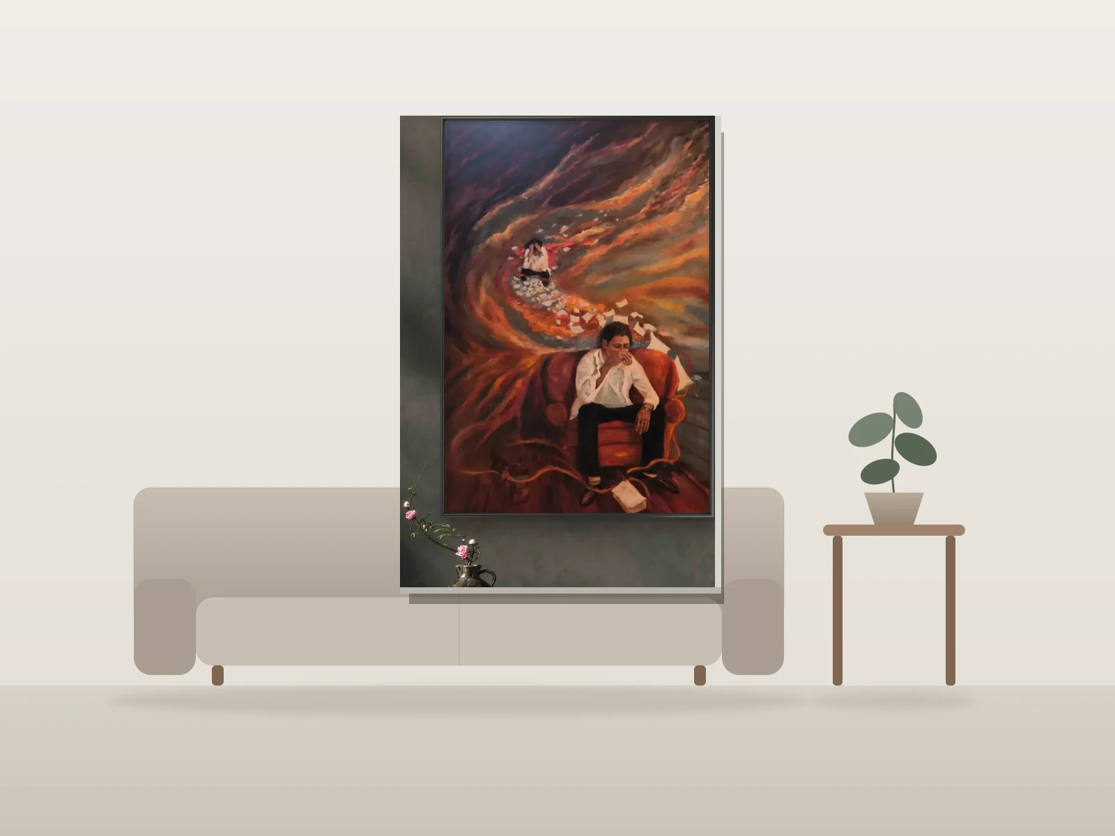 Syndrome de la page blanche (sur mon chevalet-preorder) by Christine Gagnon shown to scale in a room