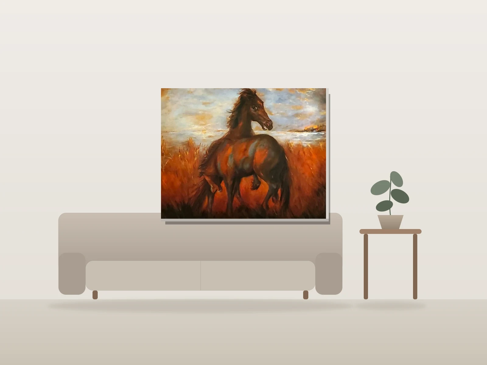Combat by Christine Gagnon shown to scale in a room
