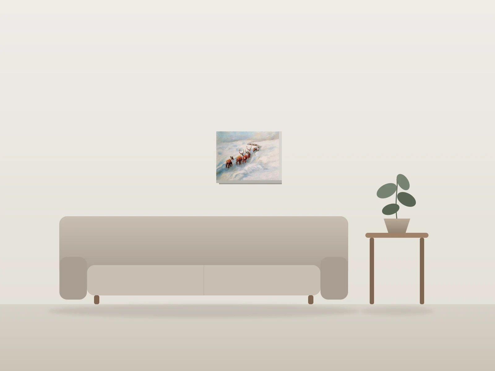 A la queue leu Leu by Christine Gagnon shown to scale in a room