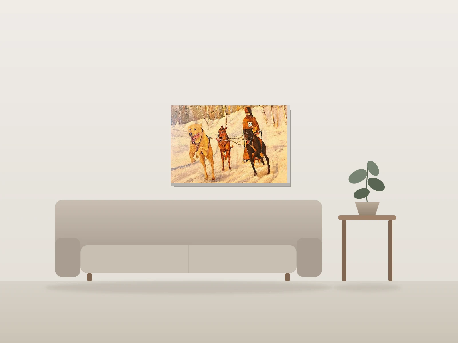 La course by Christine Gagnon shown to scale in a room