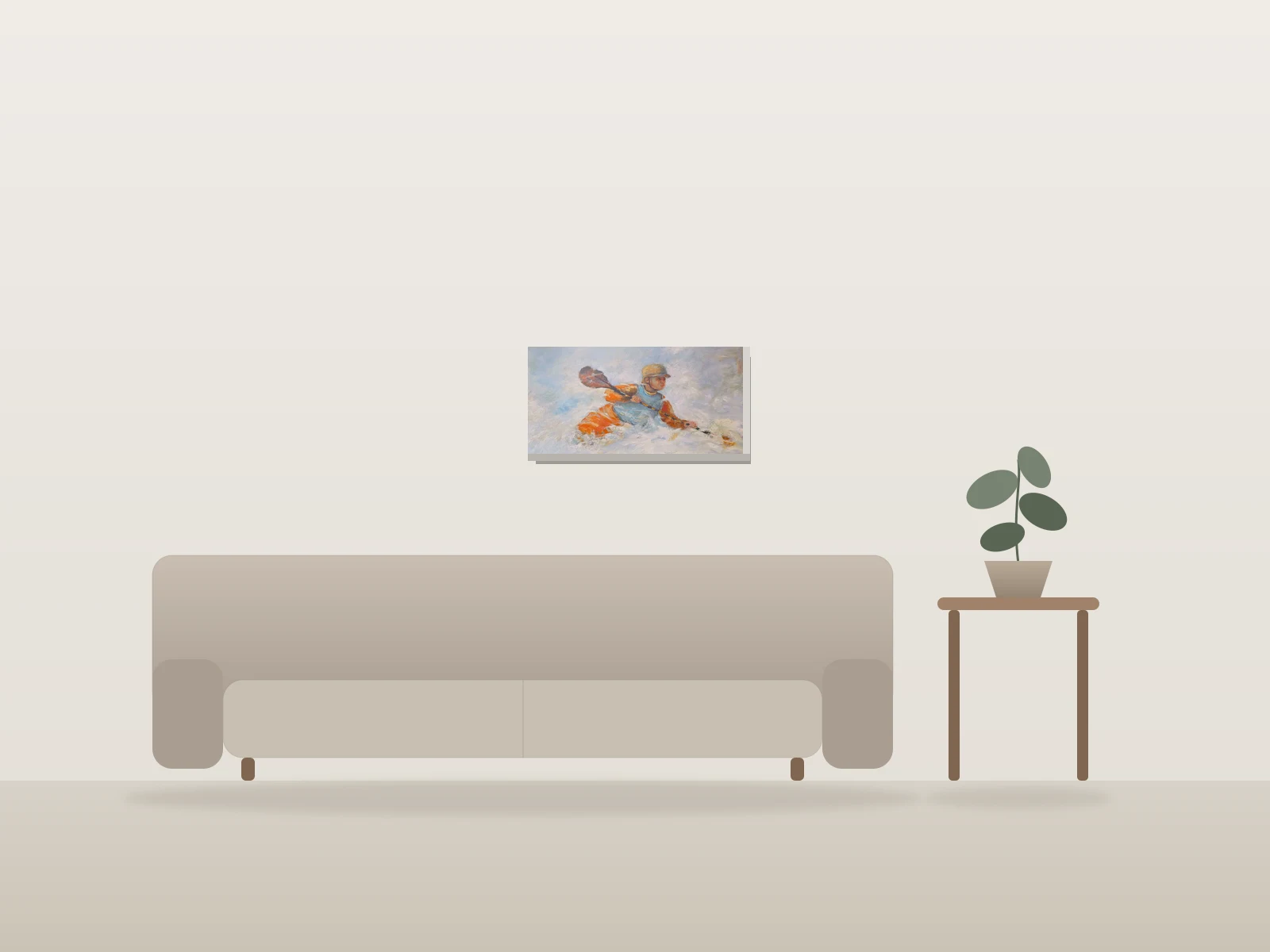 La descente by Christine Gagnon shown to scale in a room