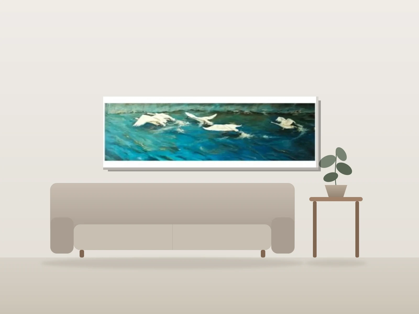 L'envol by Christine Gagnon shown to scale in a room
