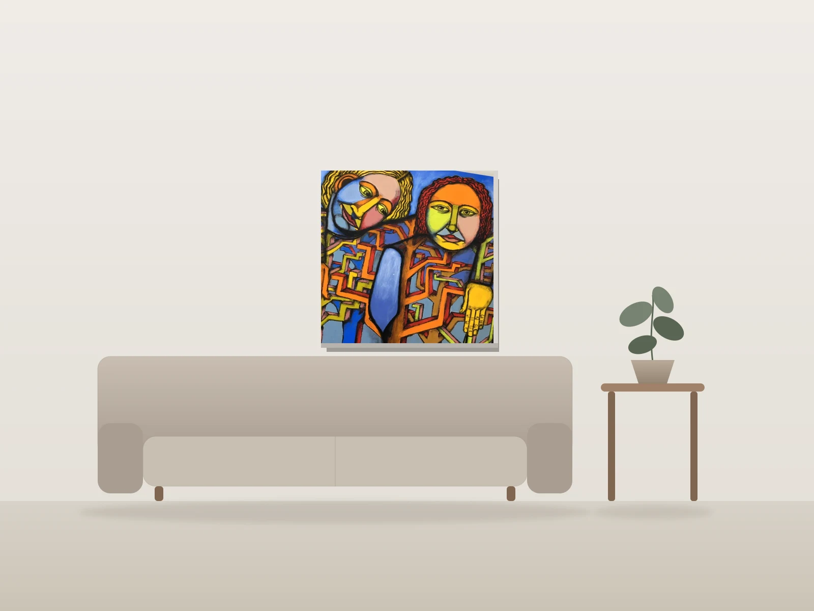 Friendship by Labrona shown to scale in a room