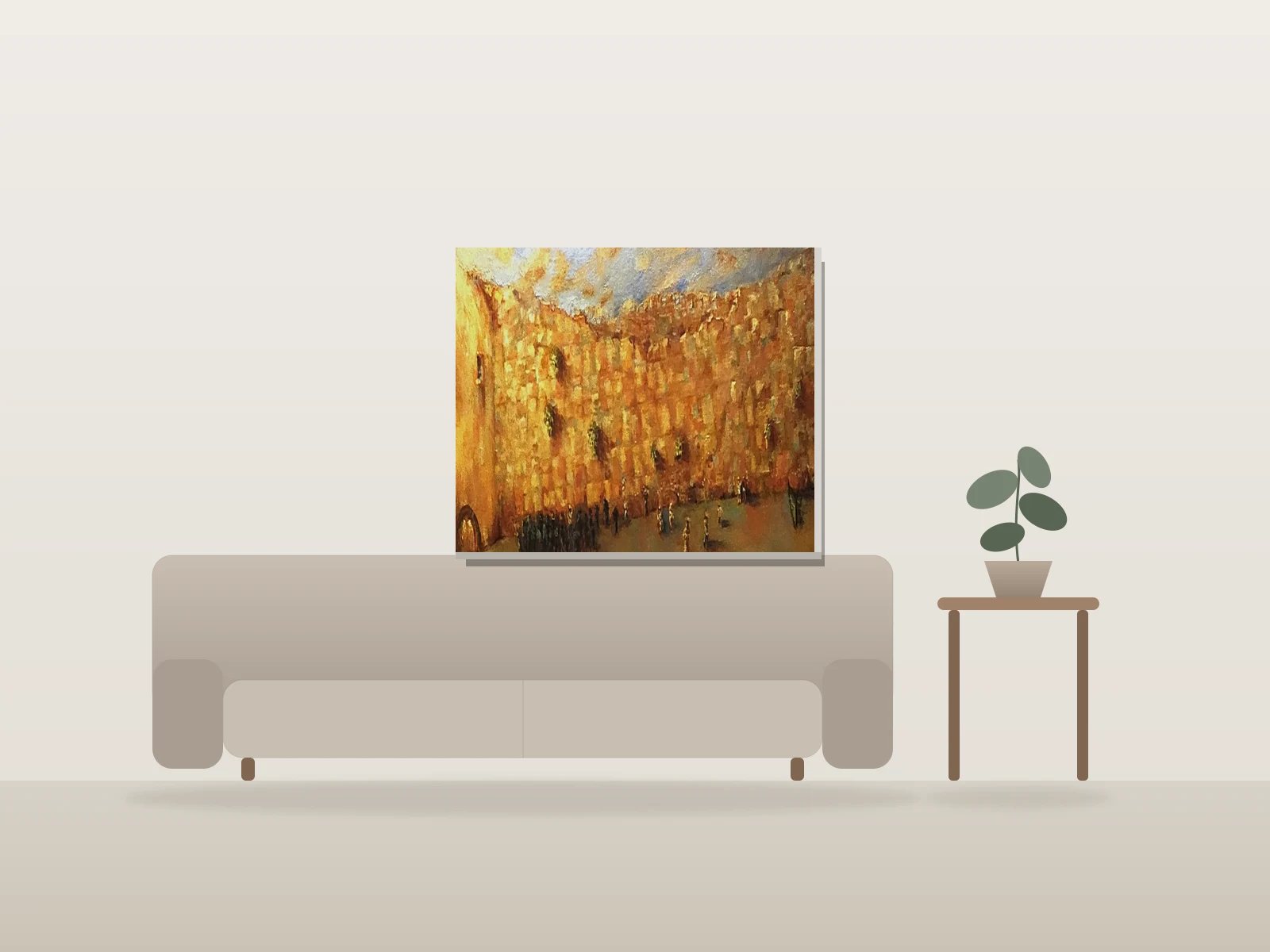 Le mur des lamentations - commande spéciale-vendue by Christine Gagnon shown to scale in a room