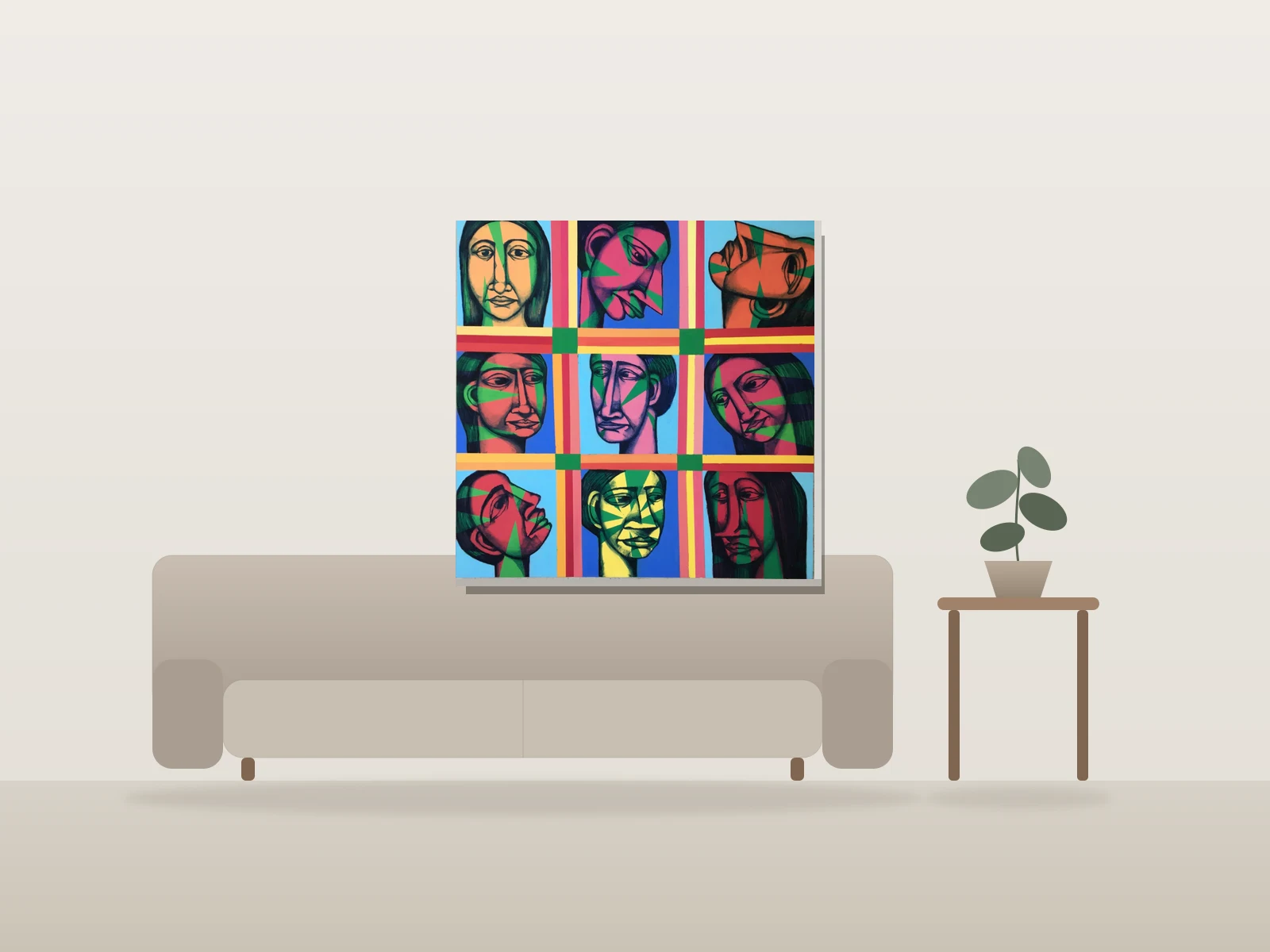 Celebrity squares by Labrona shown to scale in a room