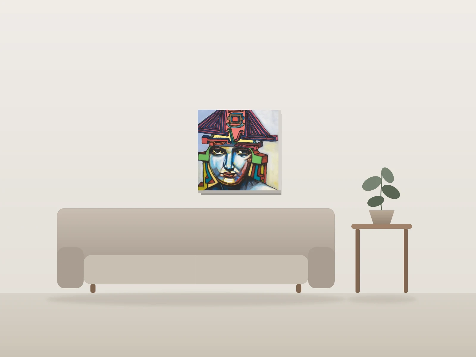 The queen by Labrona shown to scale in a room
