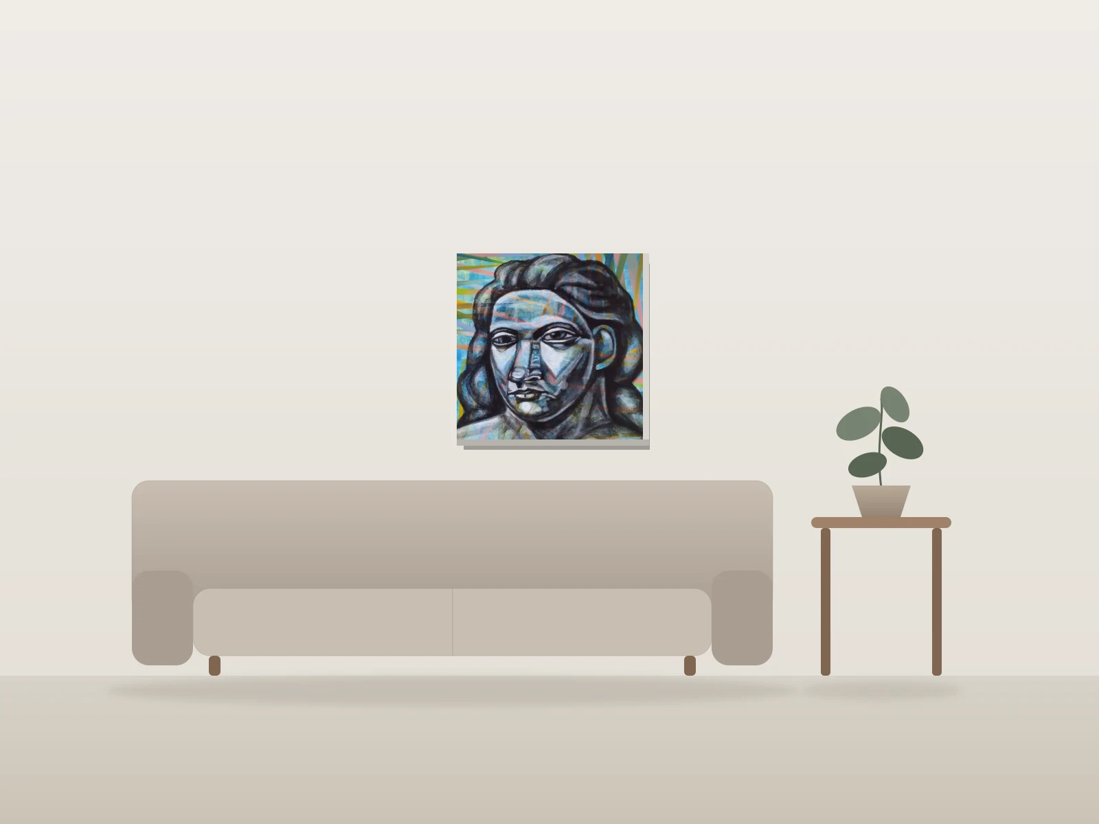 Picasso Remixed by Labrona shown to scale in a room