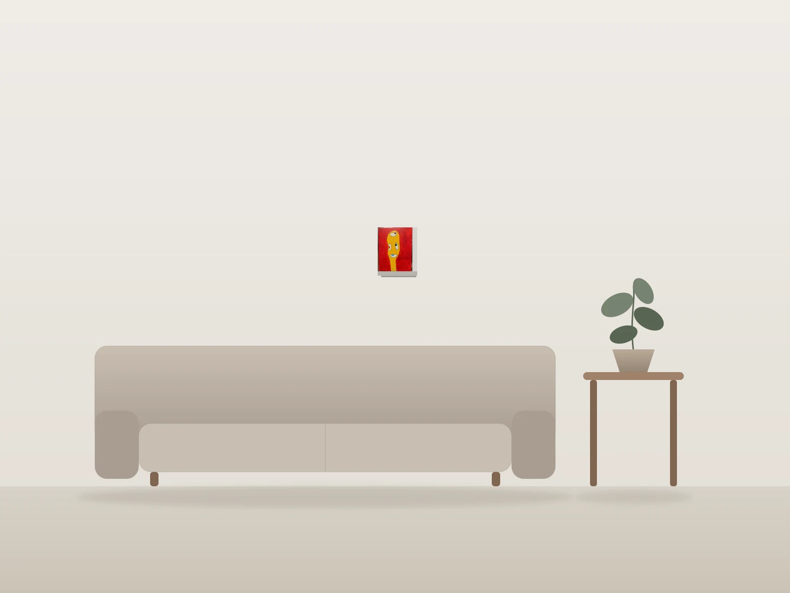 Qui suis-je ? by Komet shown to scale in a room