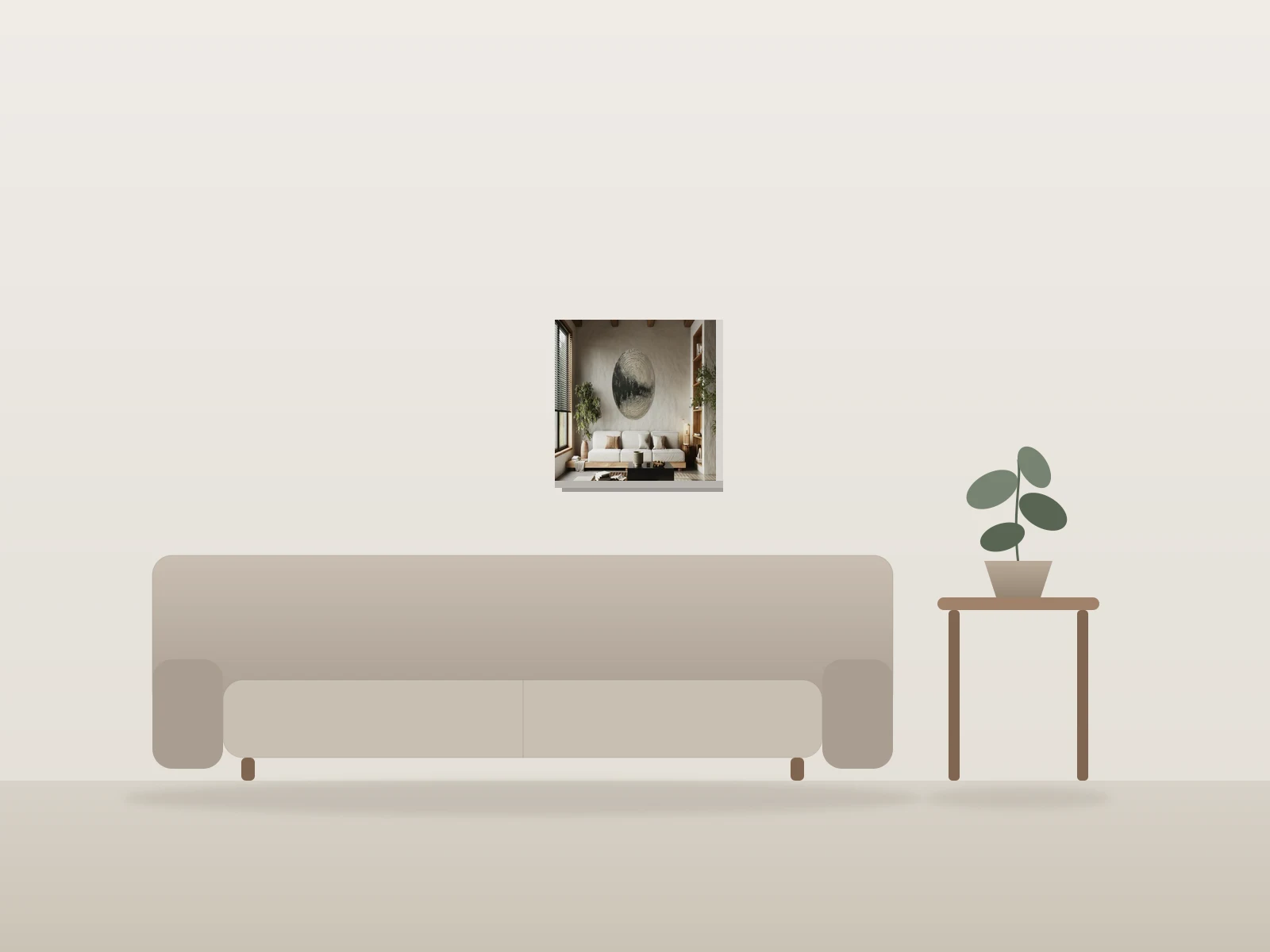 Terrain de prédilection by Christina Coscia shown to scale in a room