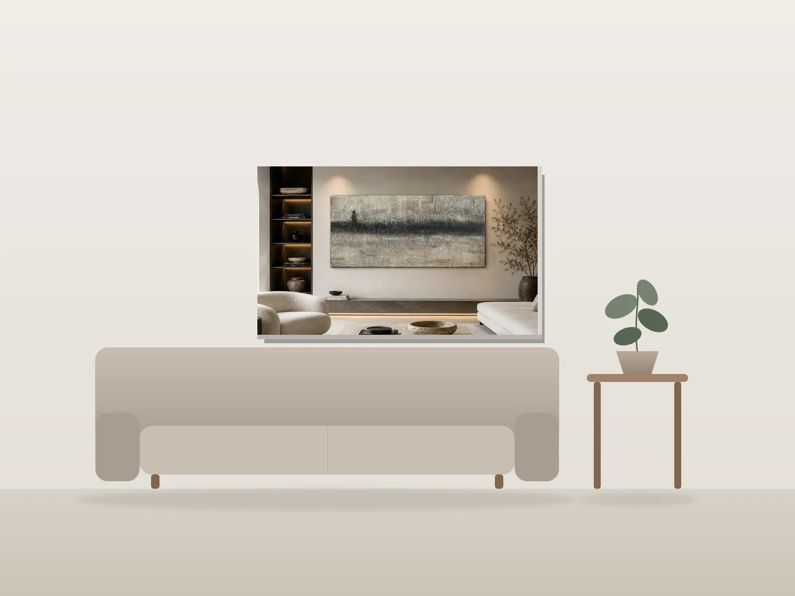 Oiseau Noir by Christina Coscia shown to scale in a room