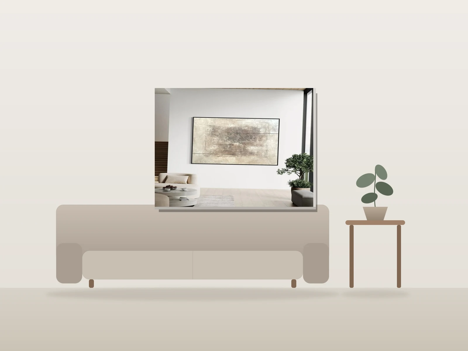 Éclipse de tranquillité by Christina Coscia shown to scale in a room