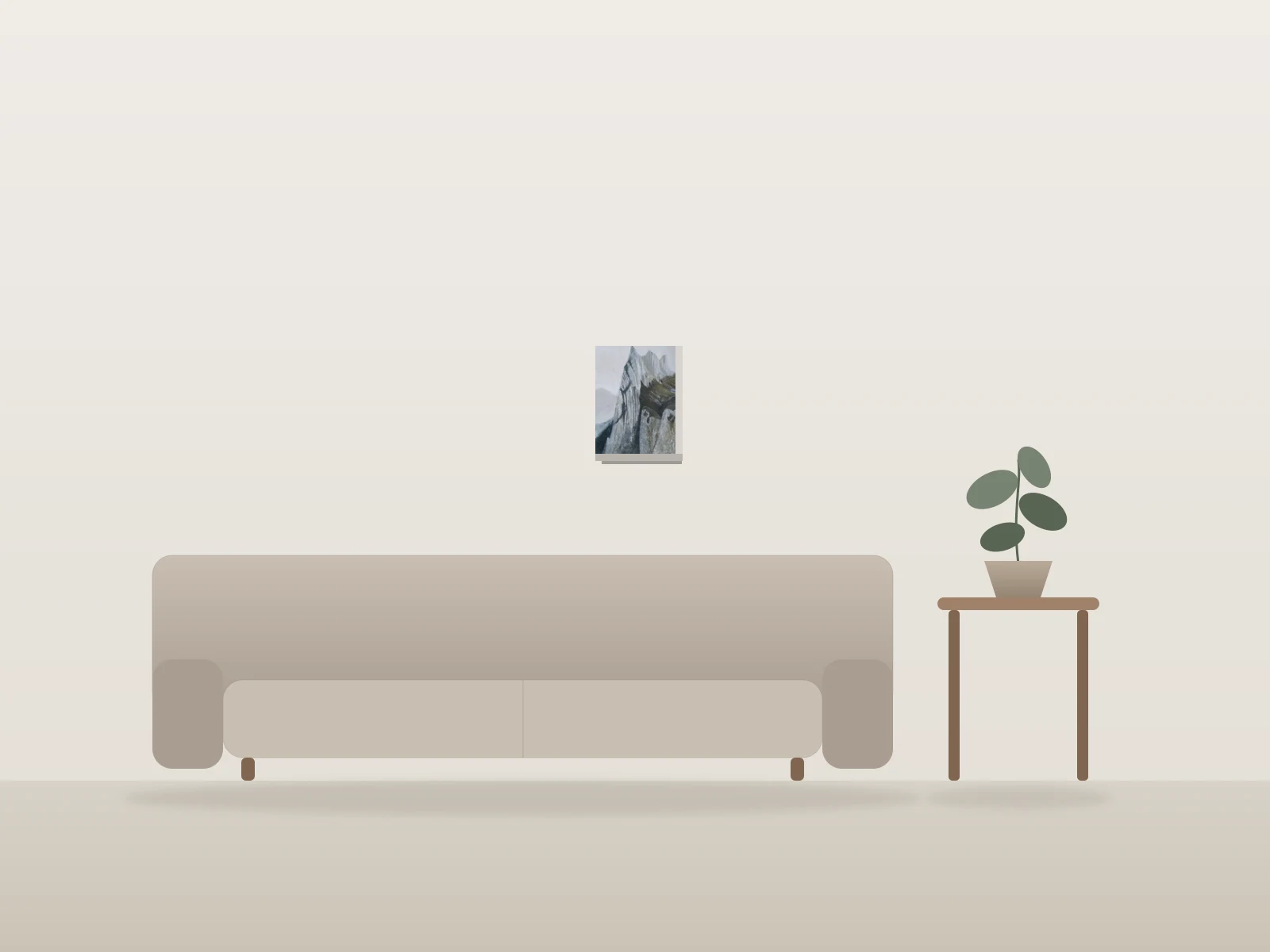 Montagne lunaire by Déryck shown to scale in a room