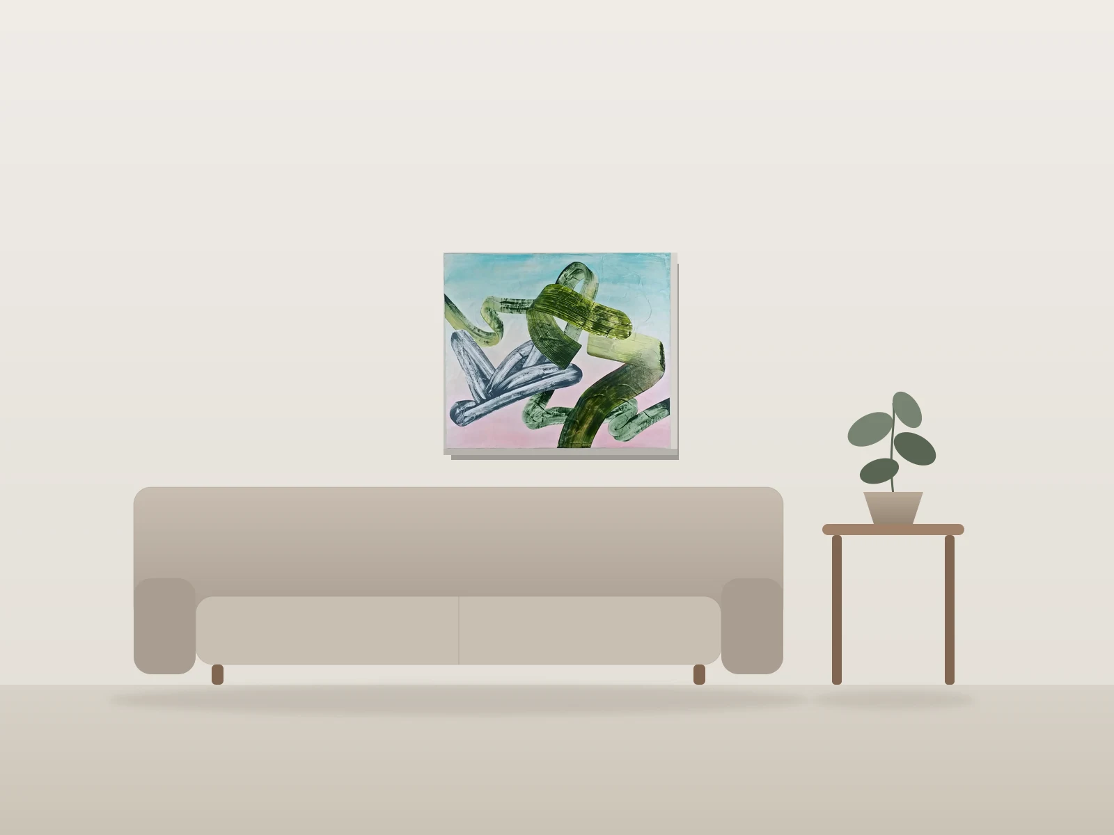 'etude feuile 12' by David Willis shown to scale in a room