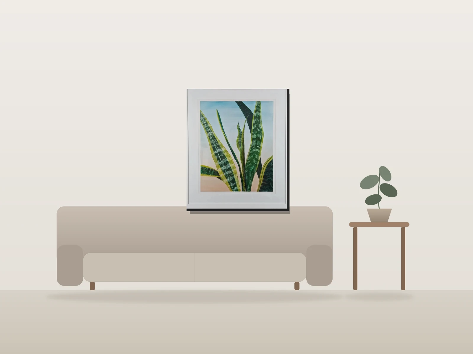 'Langue de belle-mère' by David Willis shown to scale in a room