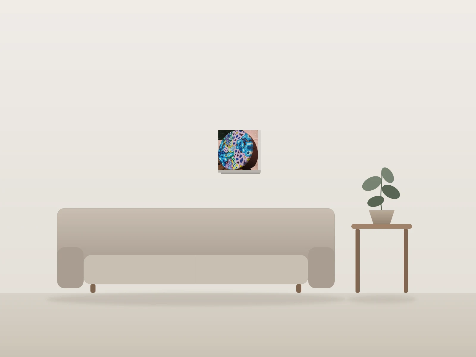 Le Bonbon Peine by Weadart shown to scale in a room