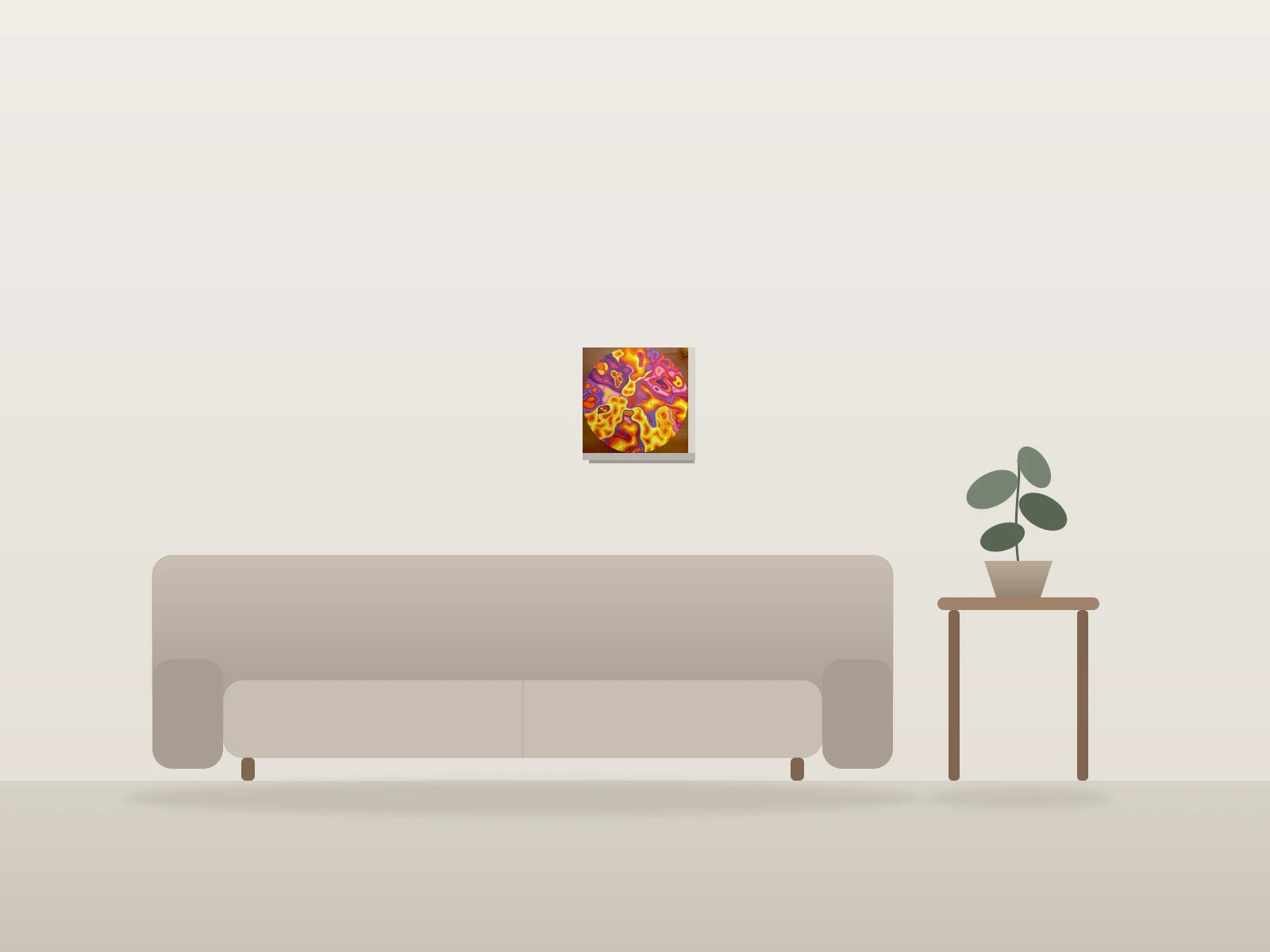 Le Bonbon Sunset by Weadart shown to scale in a room