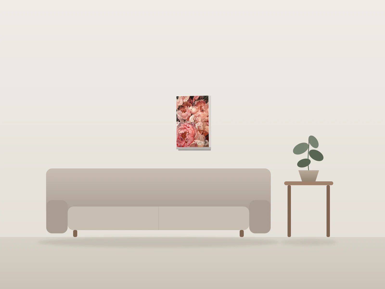 Fleurs 1 par Laurence Laliberté présentée à l'échelle dans une pièce