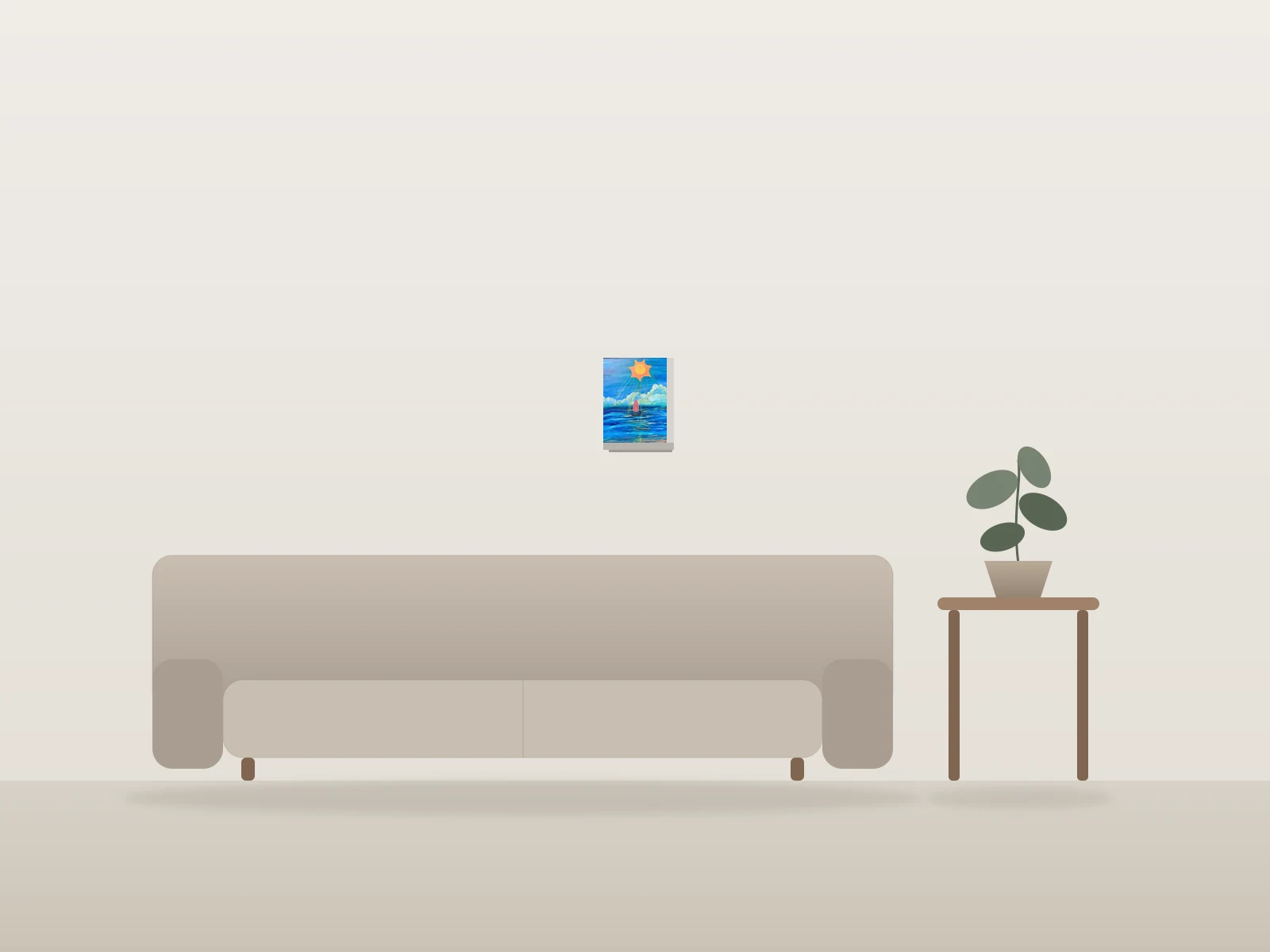 Le soleil marin by Amelie shown to scale in a room
