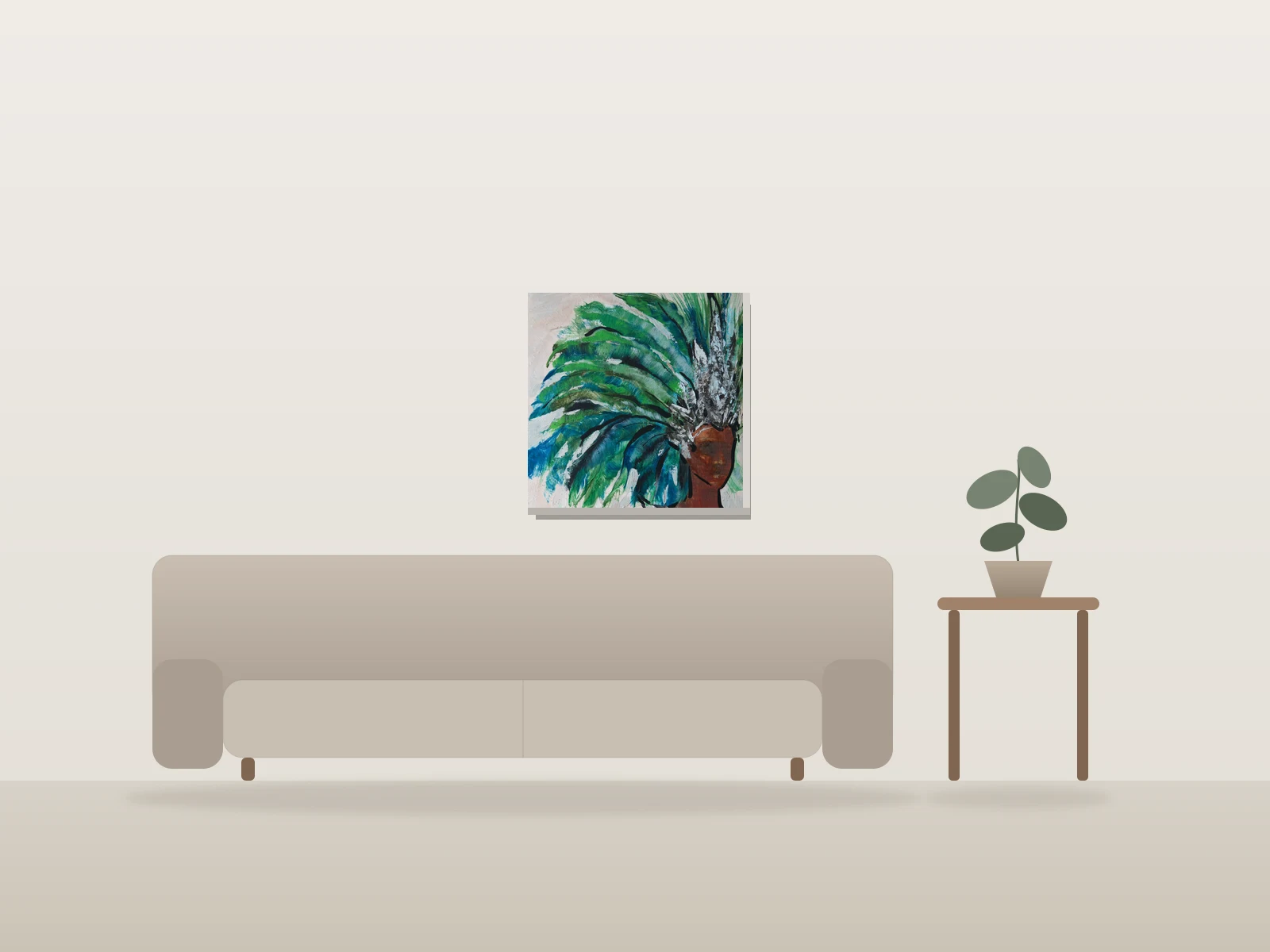 Vert givré by Régis Souto Arts shown to scale in a room