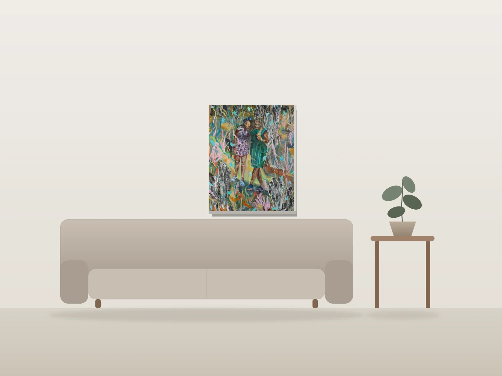 Aucun signe du matin by Tavi Weisz shown to scale in a room