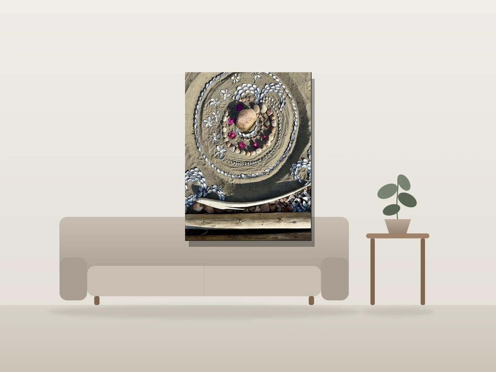 Tryptique: 3e L’Avenir by Edouard Mosseau shown to scale in a room