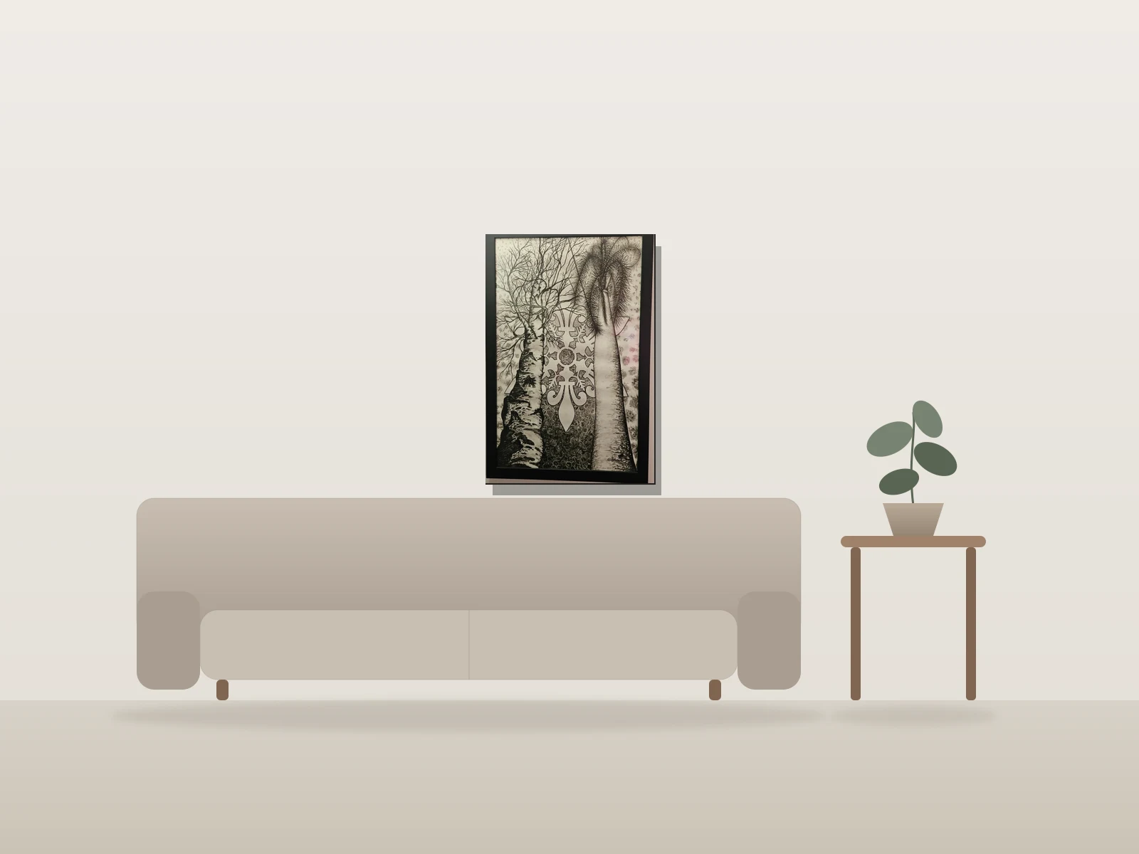 "RENCONTRE IMMIGRANT" by DUNI DTB shown to scale in a room