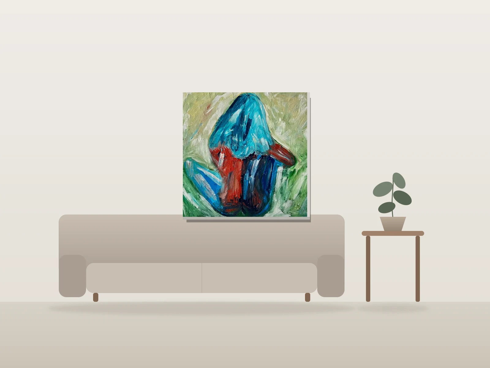Cheveux bleus by Martini shown to scale in a room