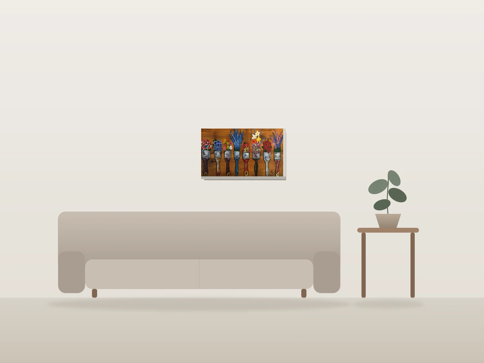 Retired Brushes by Rim shown to scale in a room