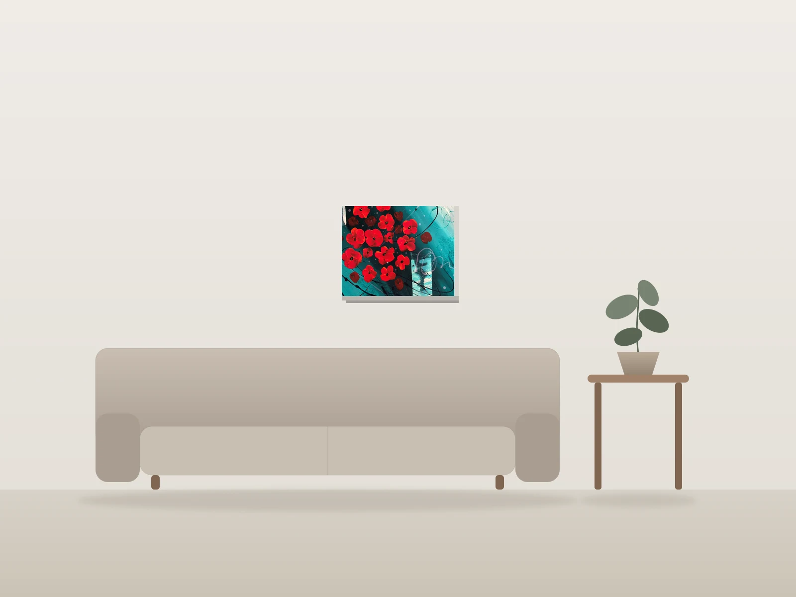 Flowers by Rim shown to scale in a room