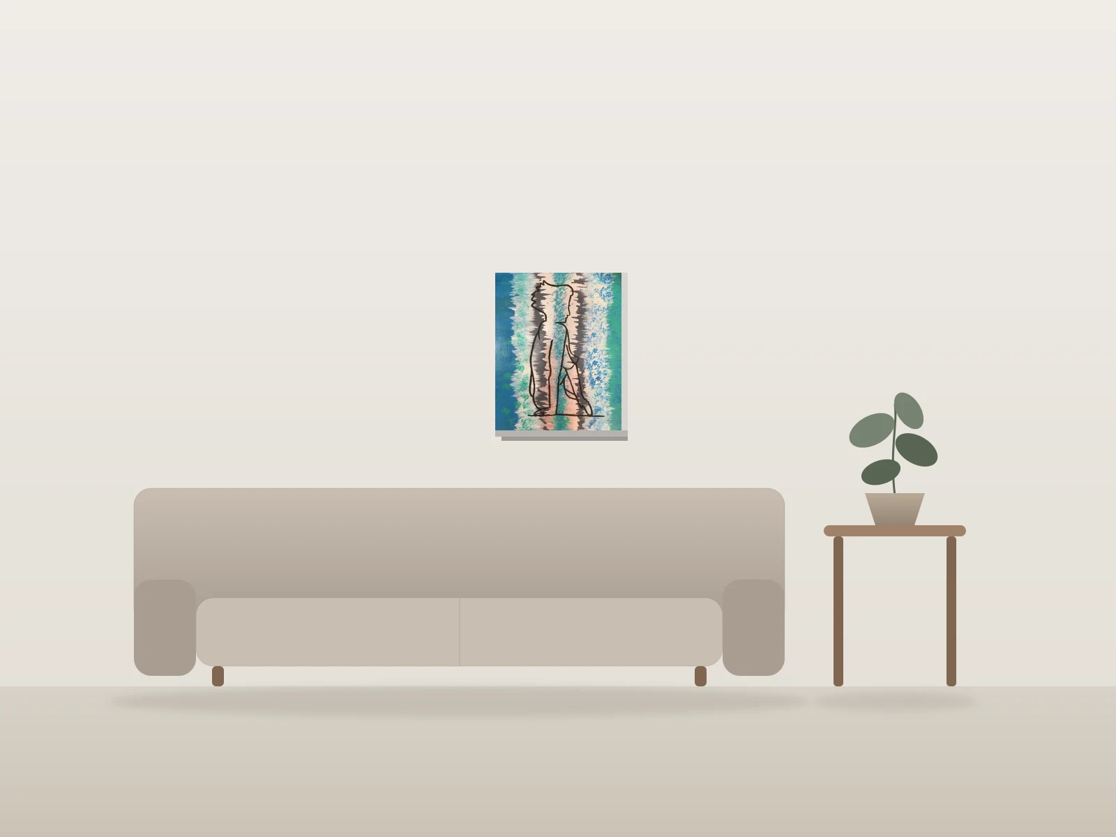 Thoughts by Rim shown to scale in a room