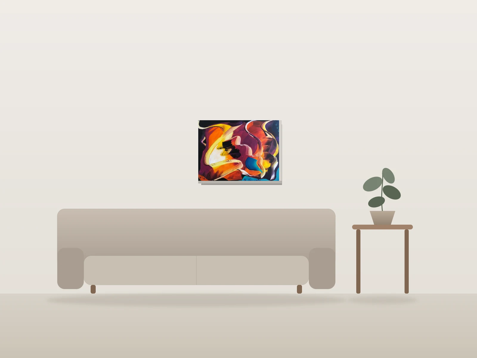 Bull by Rim shown to scale in a room