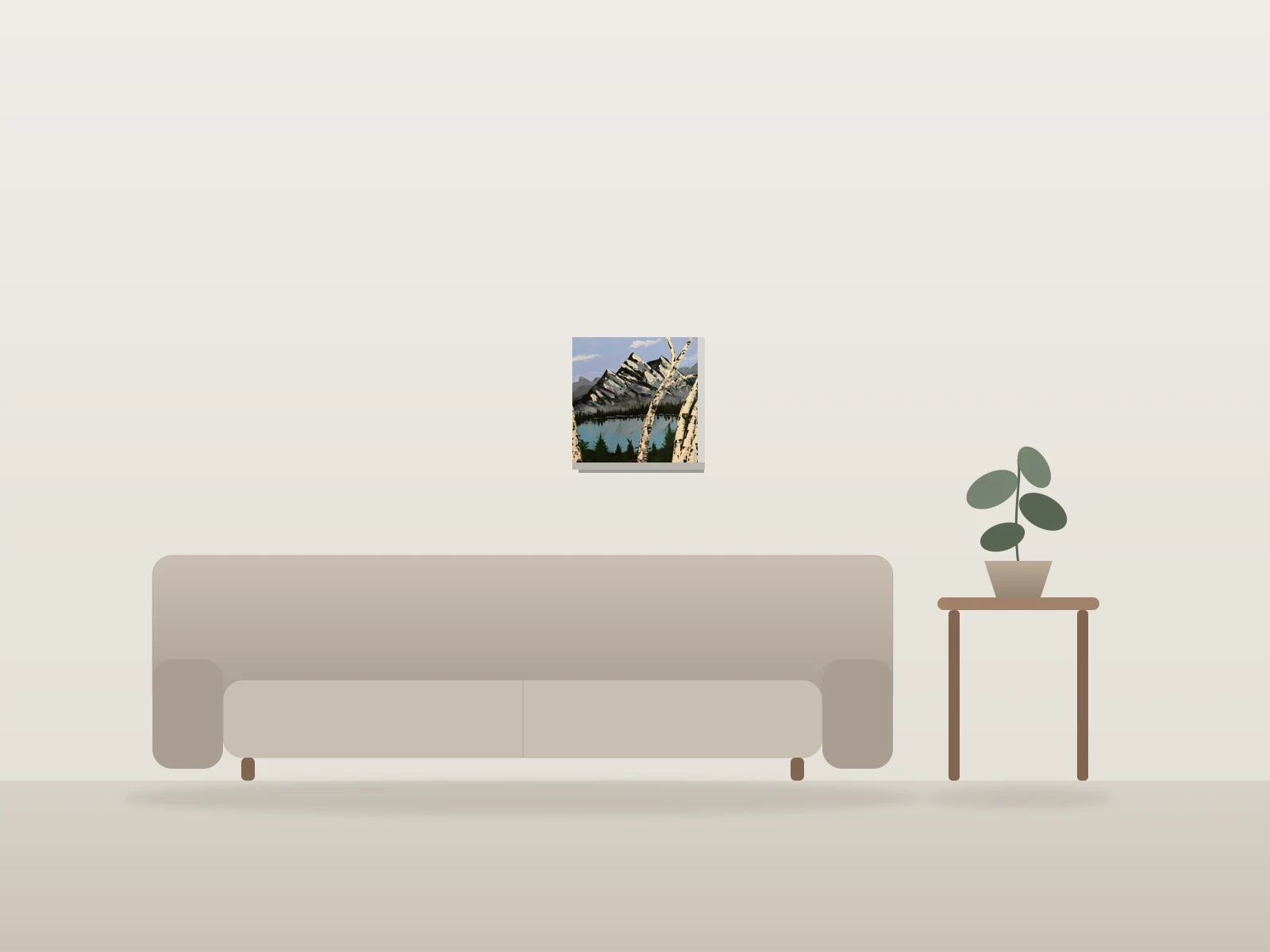 Secluded Gem by Rim shown to scale in a room