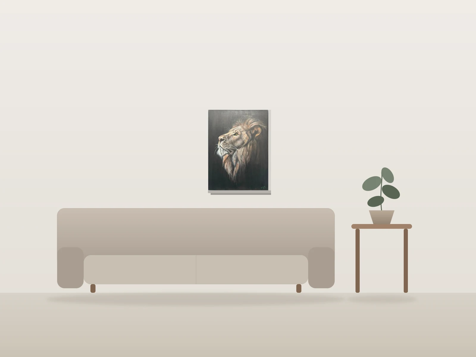 Le Roi Silencieux by Parth Nandha shown to scale in a room