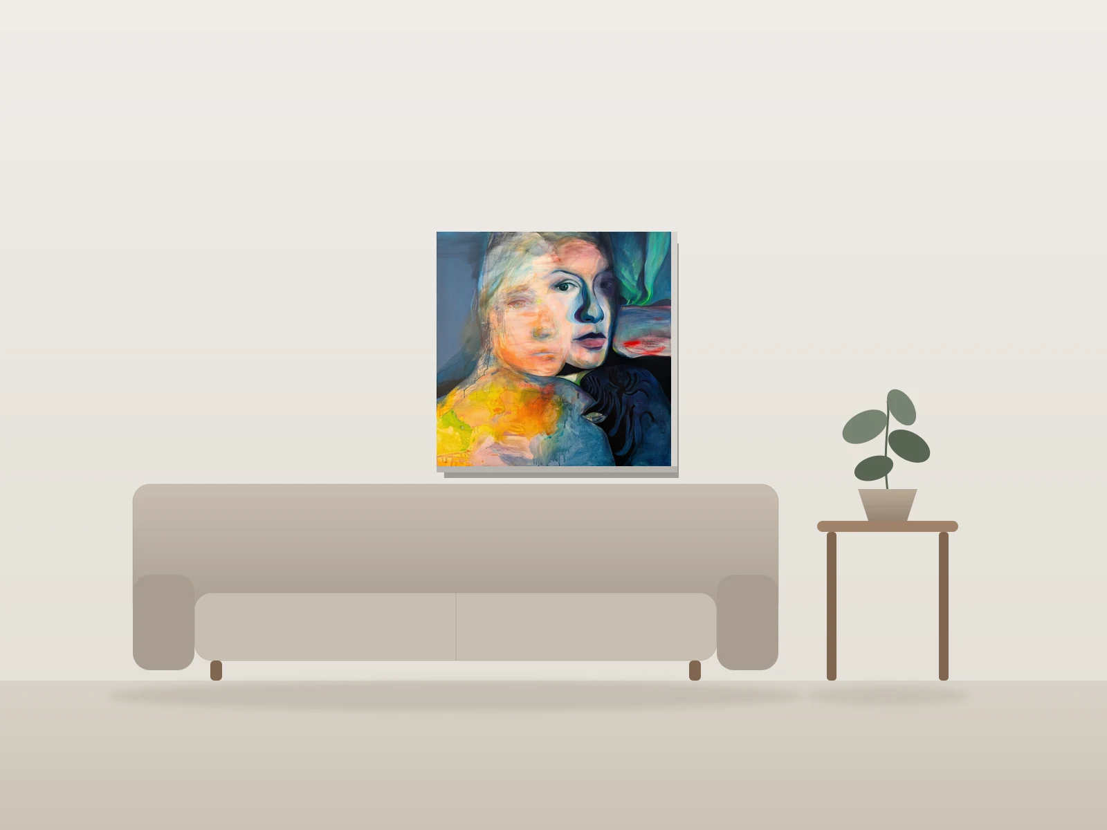 Émergeance by Charlotte P.Lemire shown to scale in a room