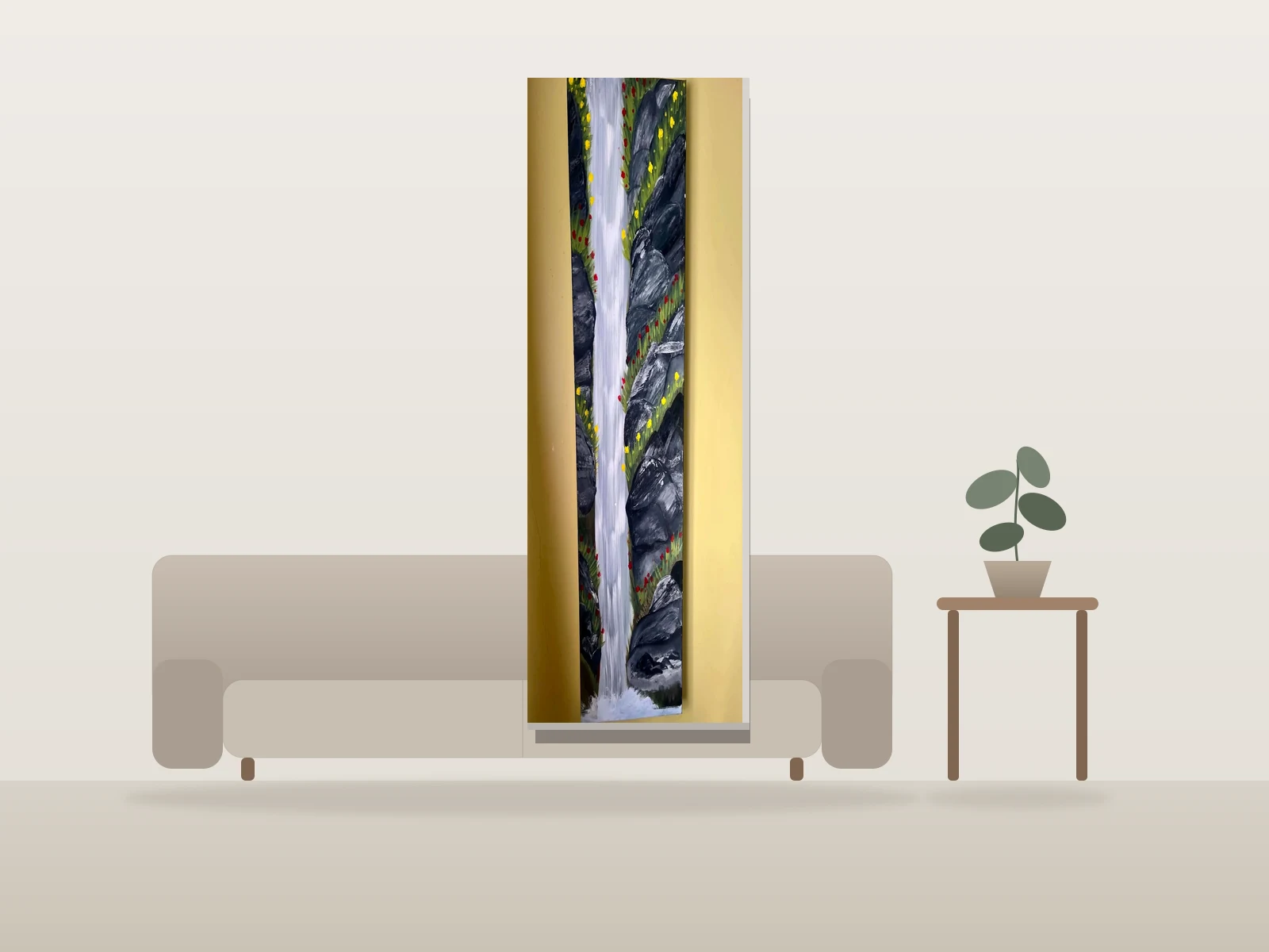 La cascade by Amelie shown to scale in a room