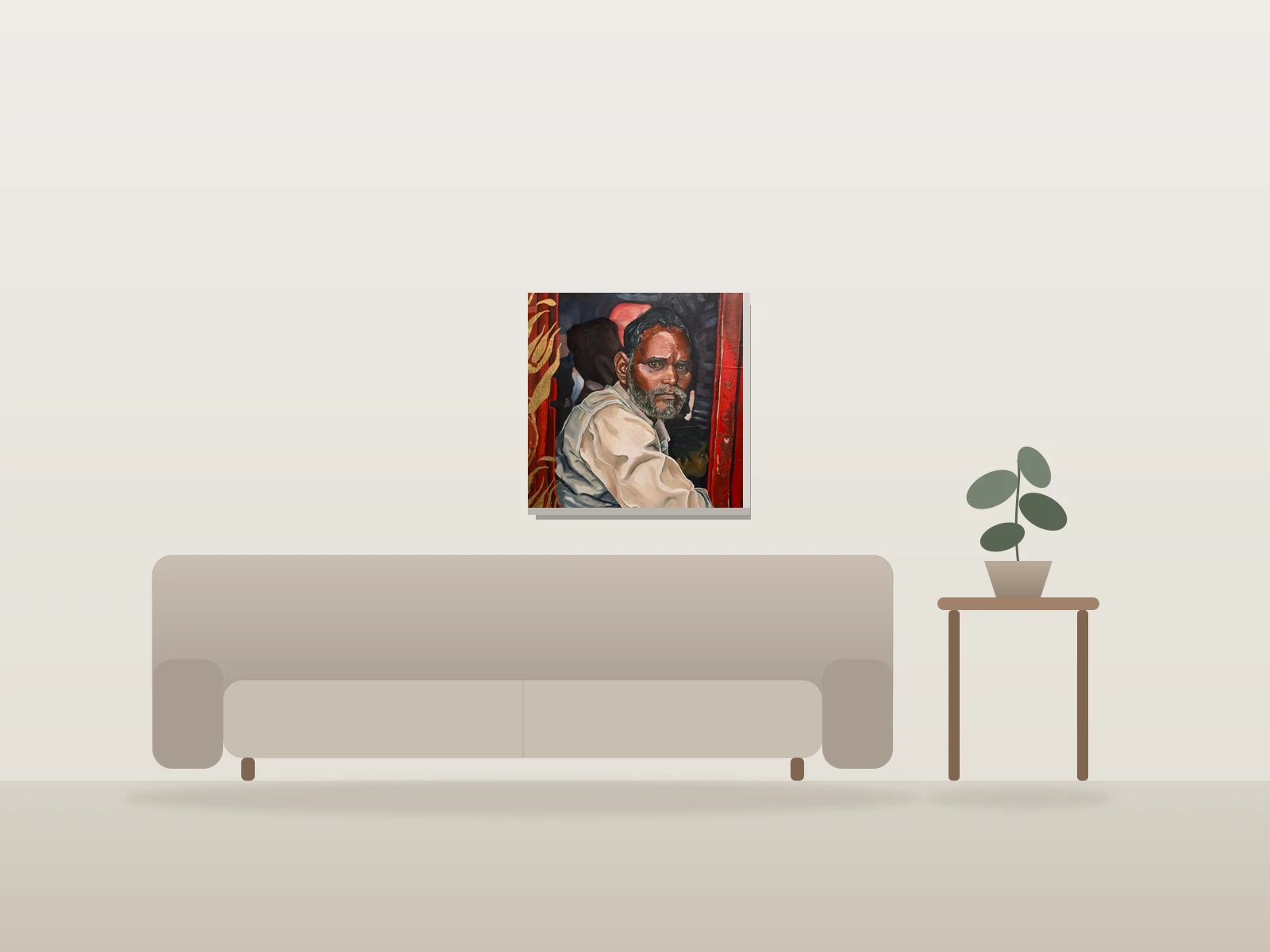 Voyageur du Hüzün by Tafy LaPlanche shown to scale in a room