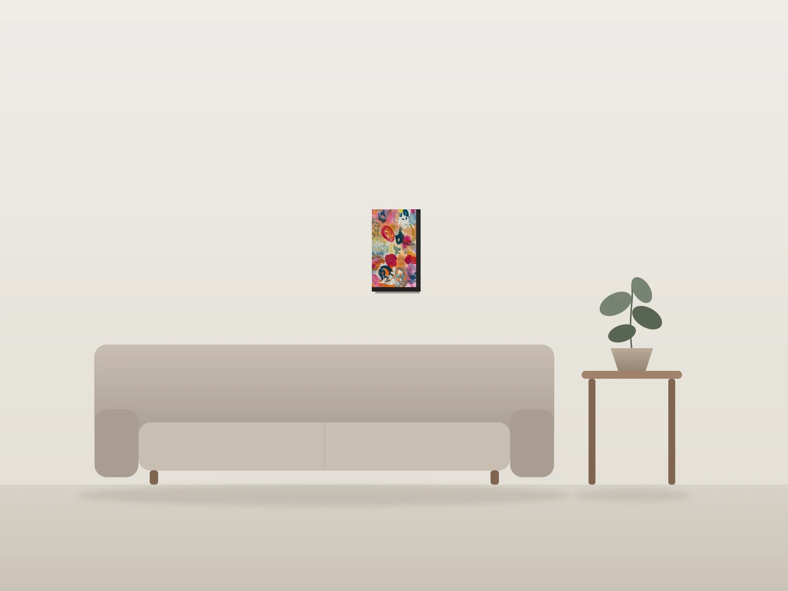 abstract rose 1 by Ann Kelly shown to scale in a room